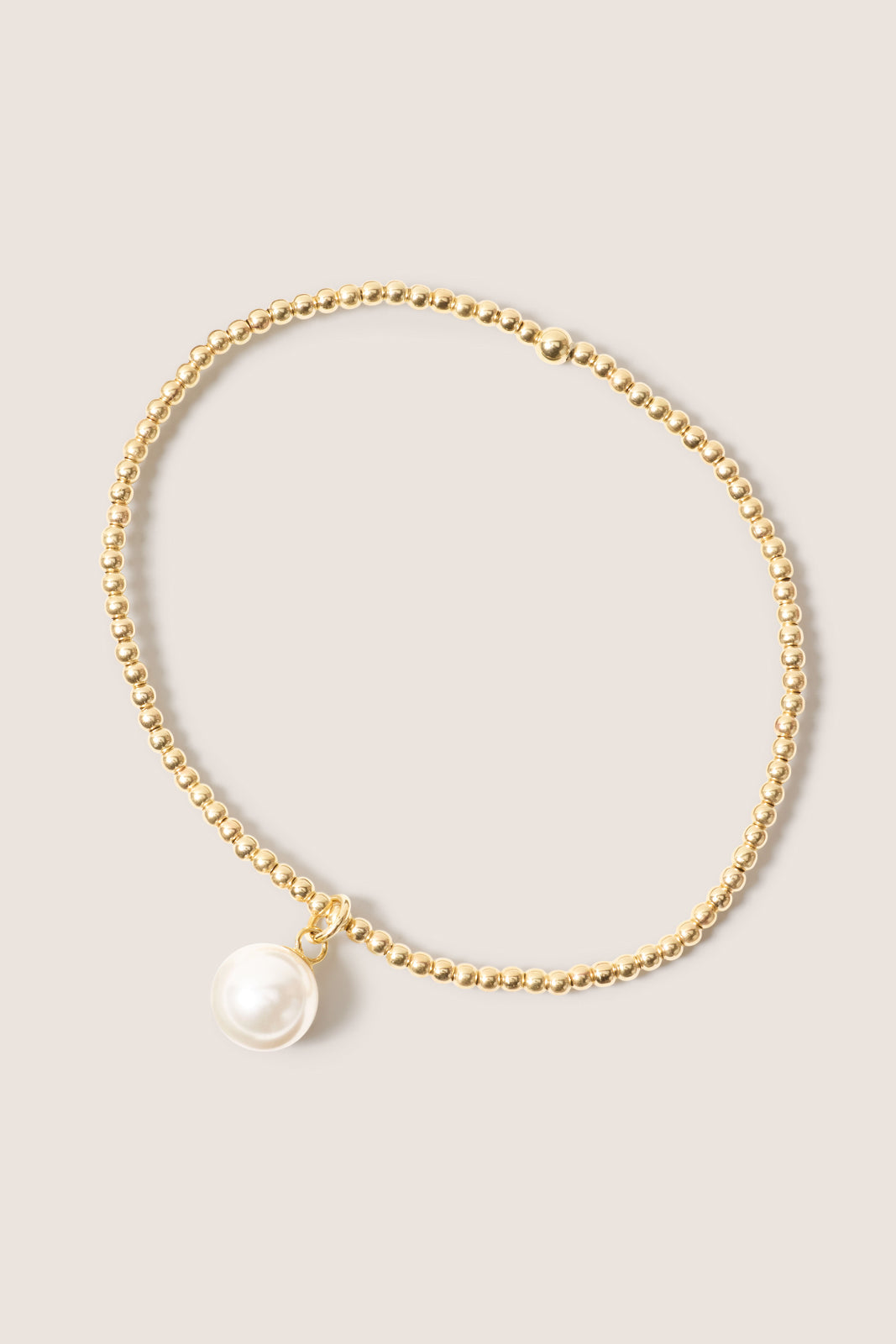 Classic Gold 2mm Bracelet w. Pearl