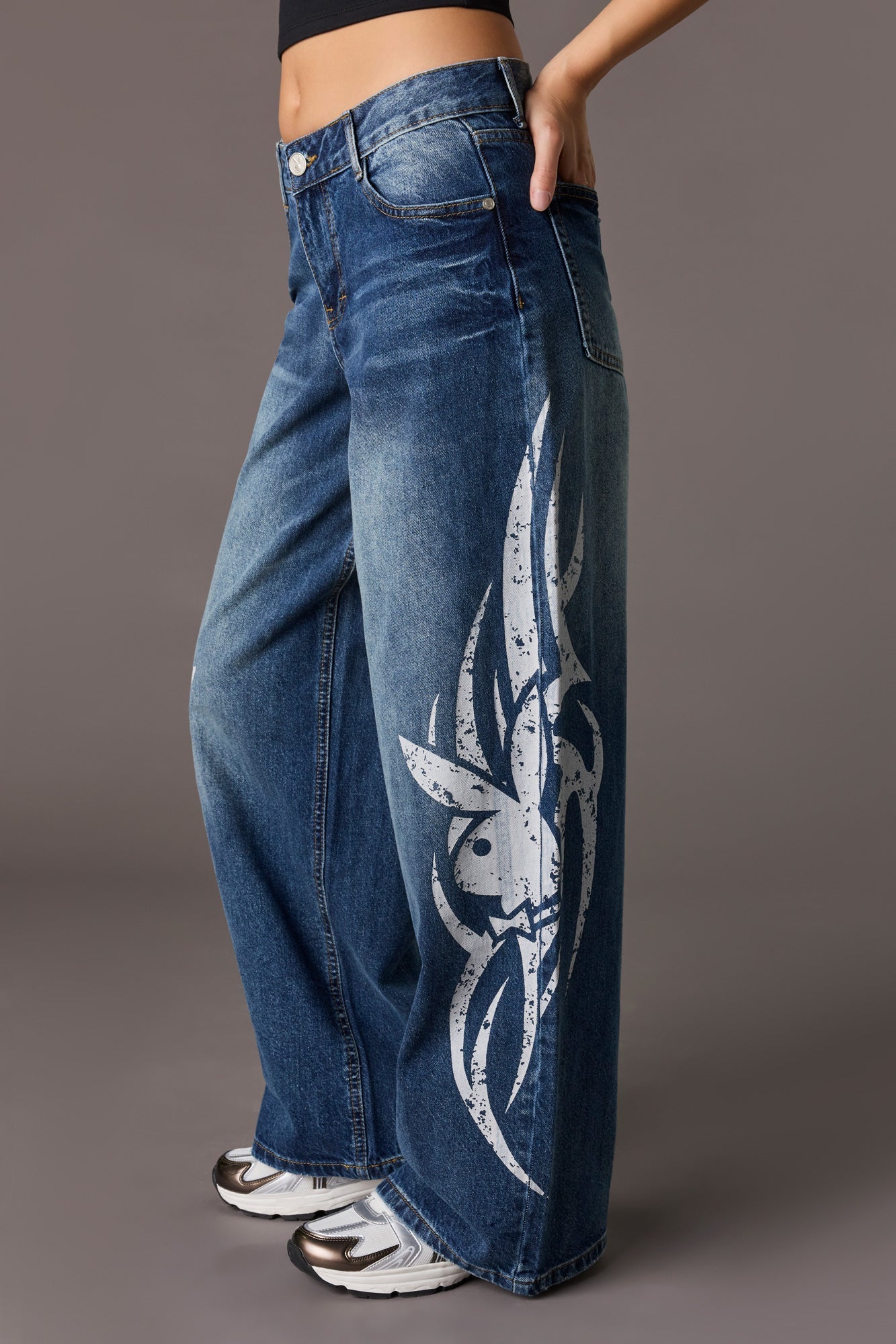 Playboy Graphic Low Rise Super Baggy Jean