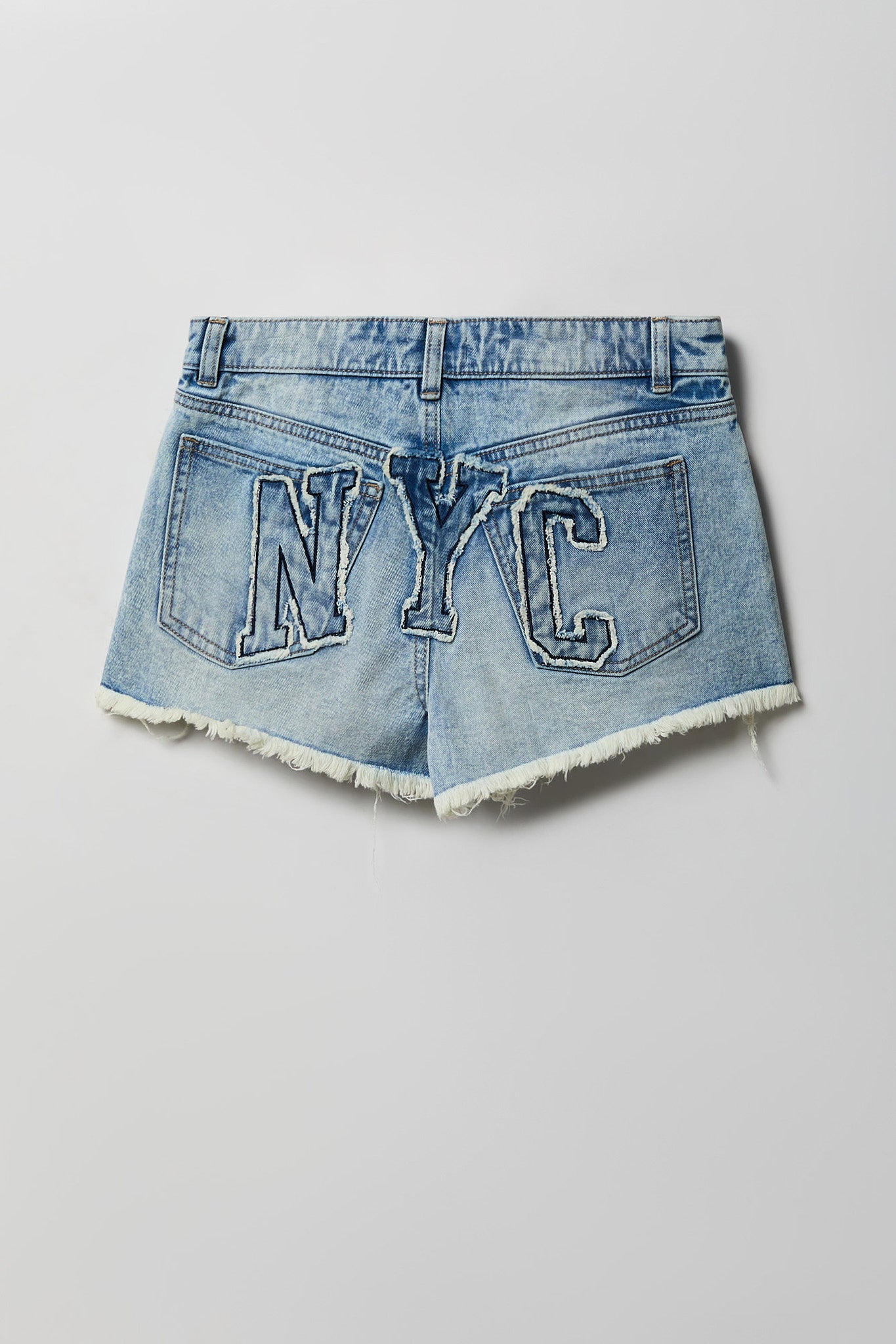 Ripped NYC Stitched Light Denim Short