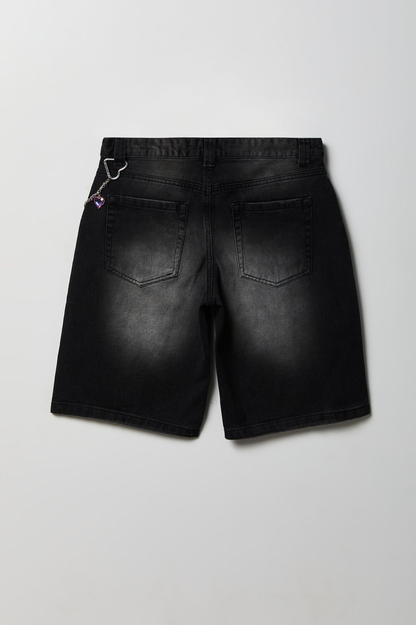 Brooklyn Low Rise Black Jort 11" with Charm Keychain