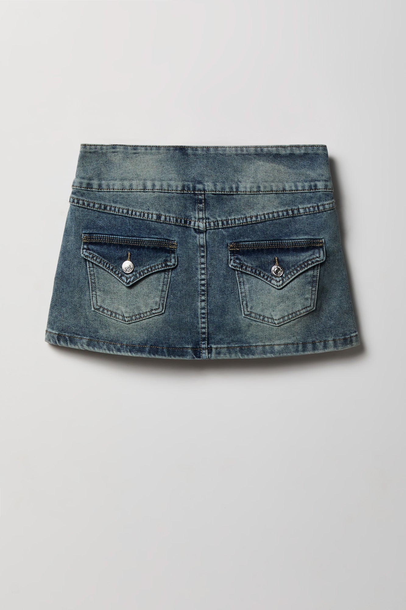 Low Rise Denim Micro Skort