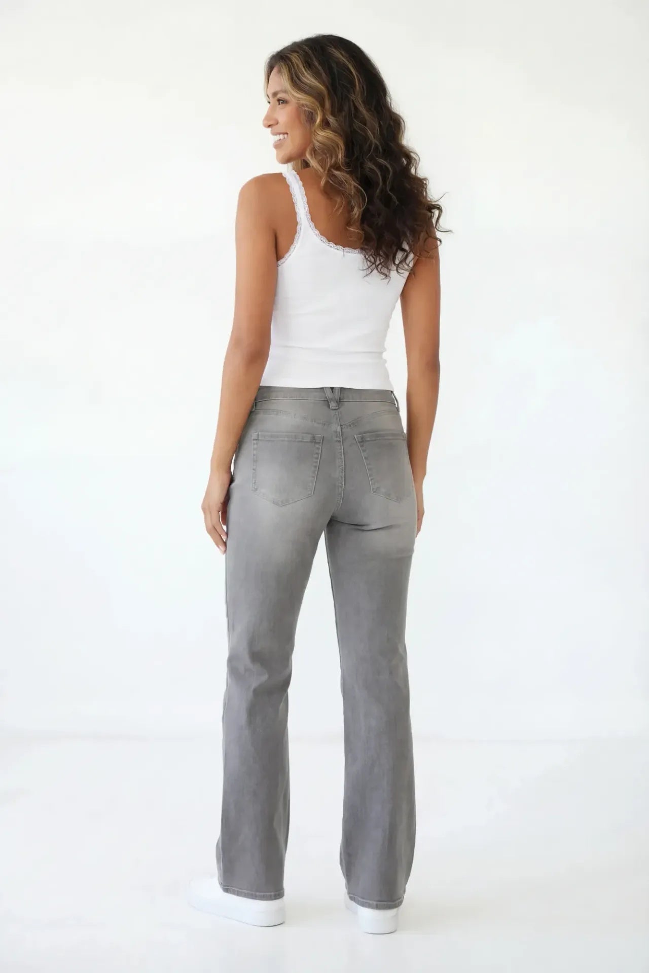 Low Rise Push Up Flare Grey Jean