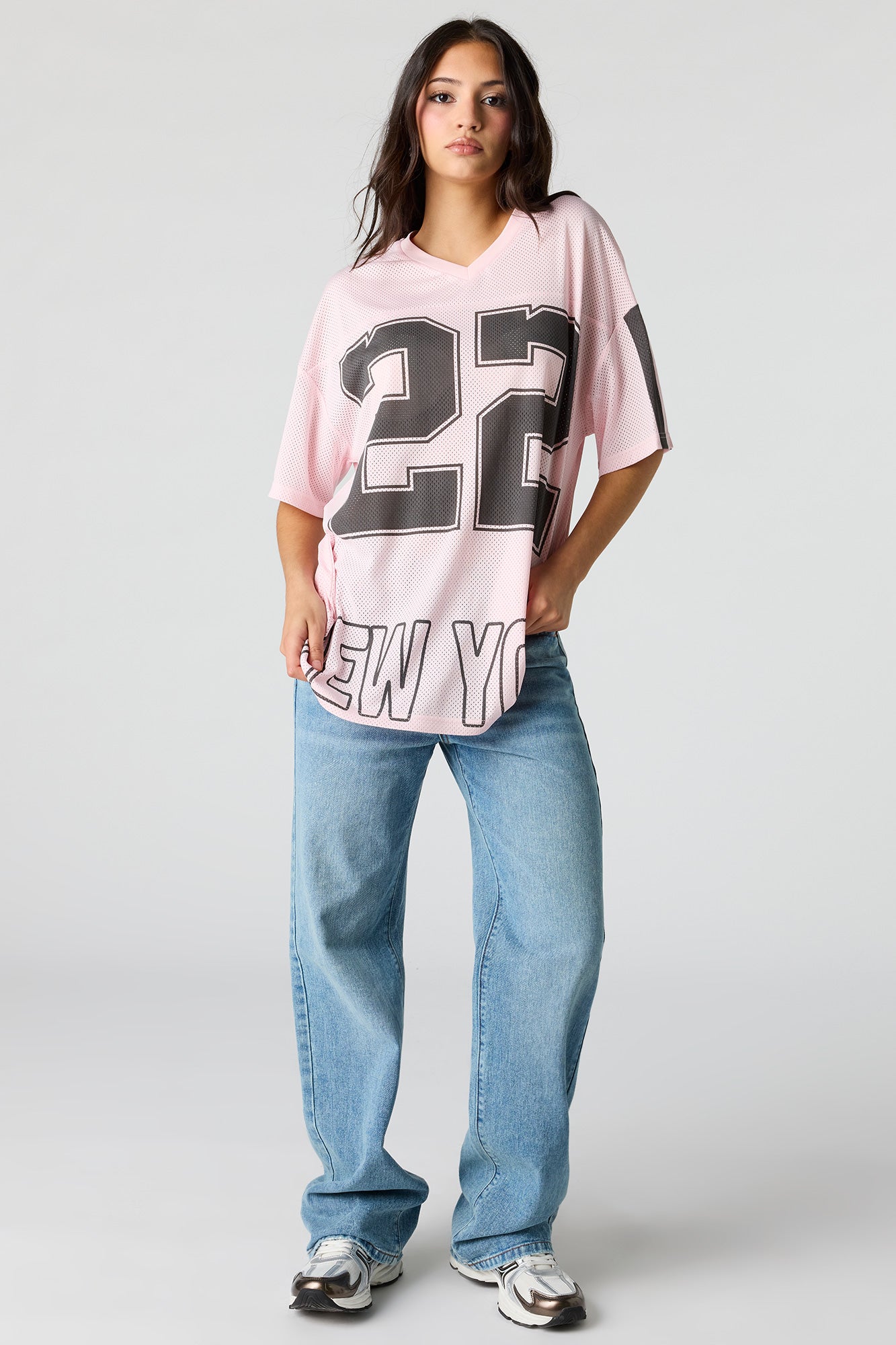Mesh Graphic V-Neck Jersey