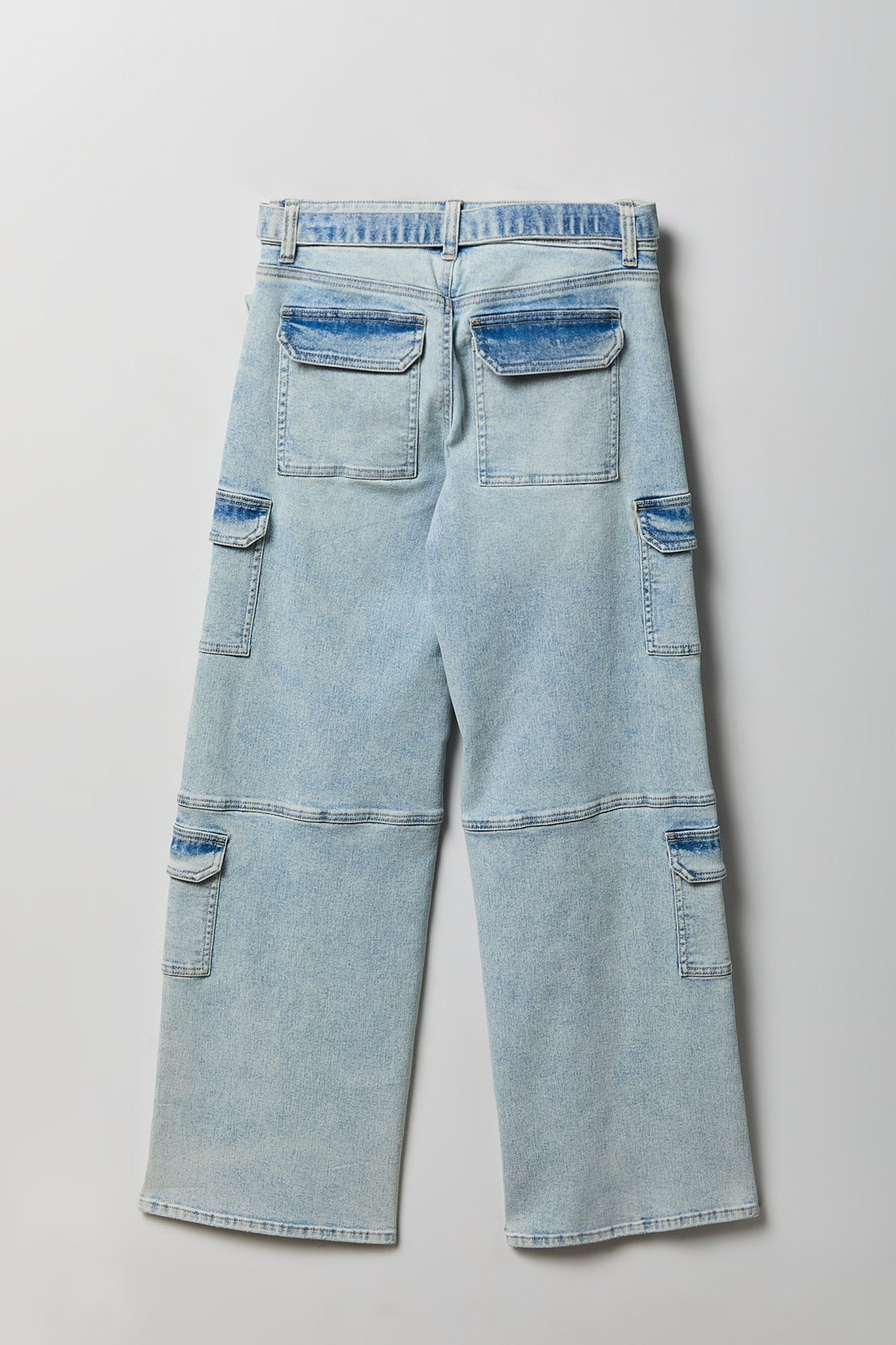 Stretch Low Rise Belted Cargo Jean