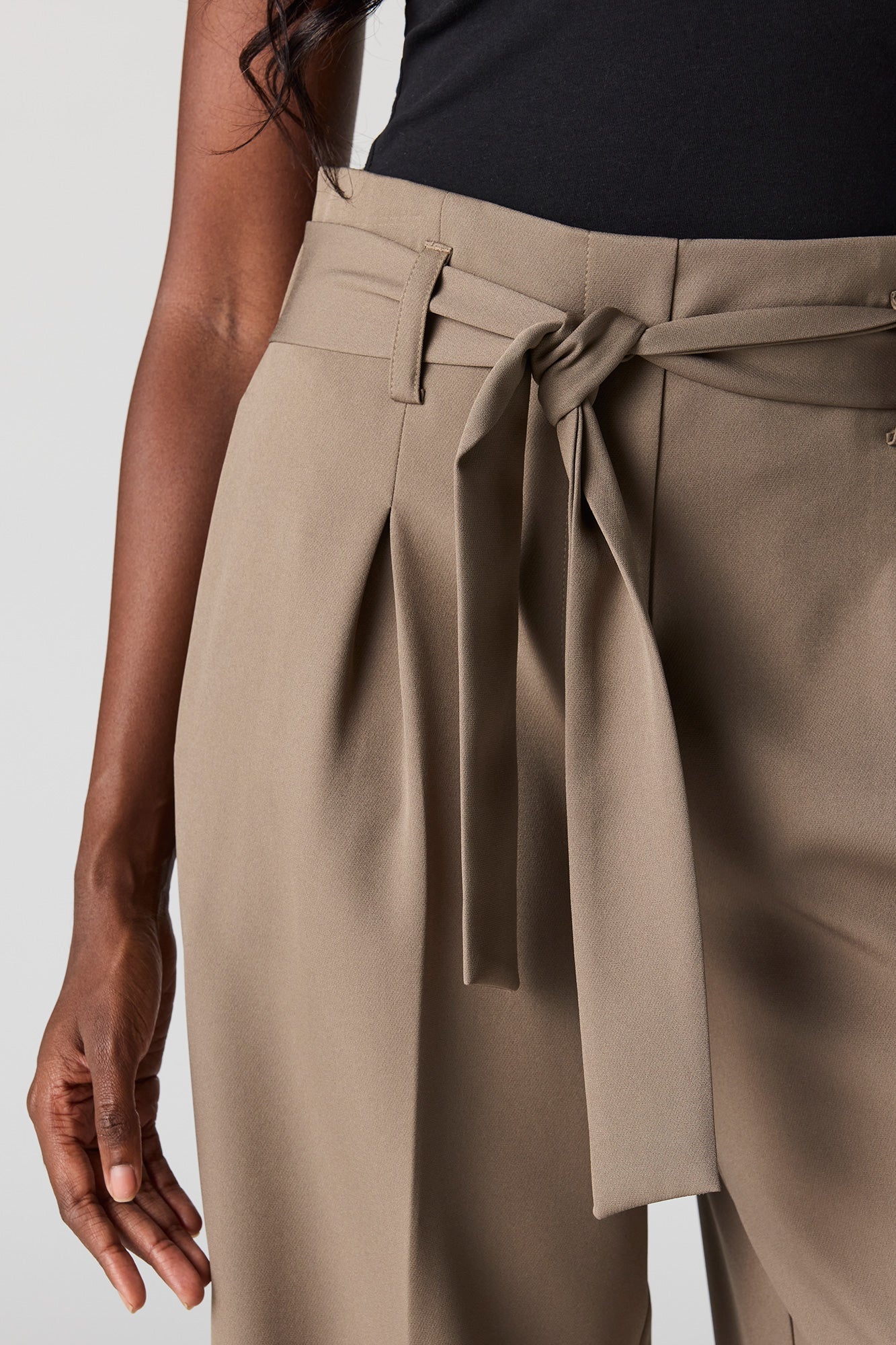 Belted Wide Leg Dress Pant