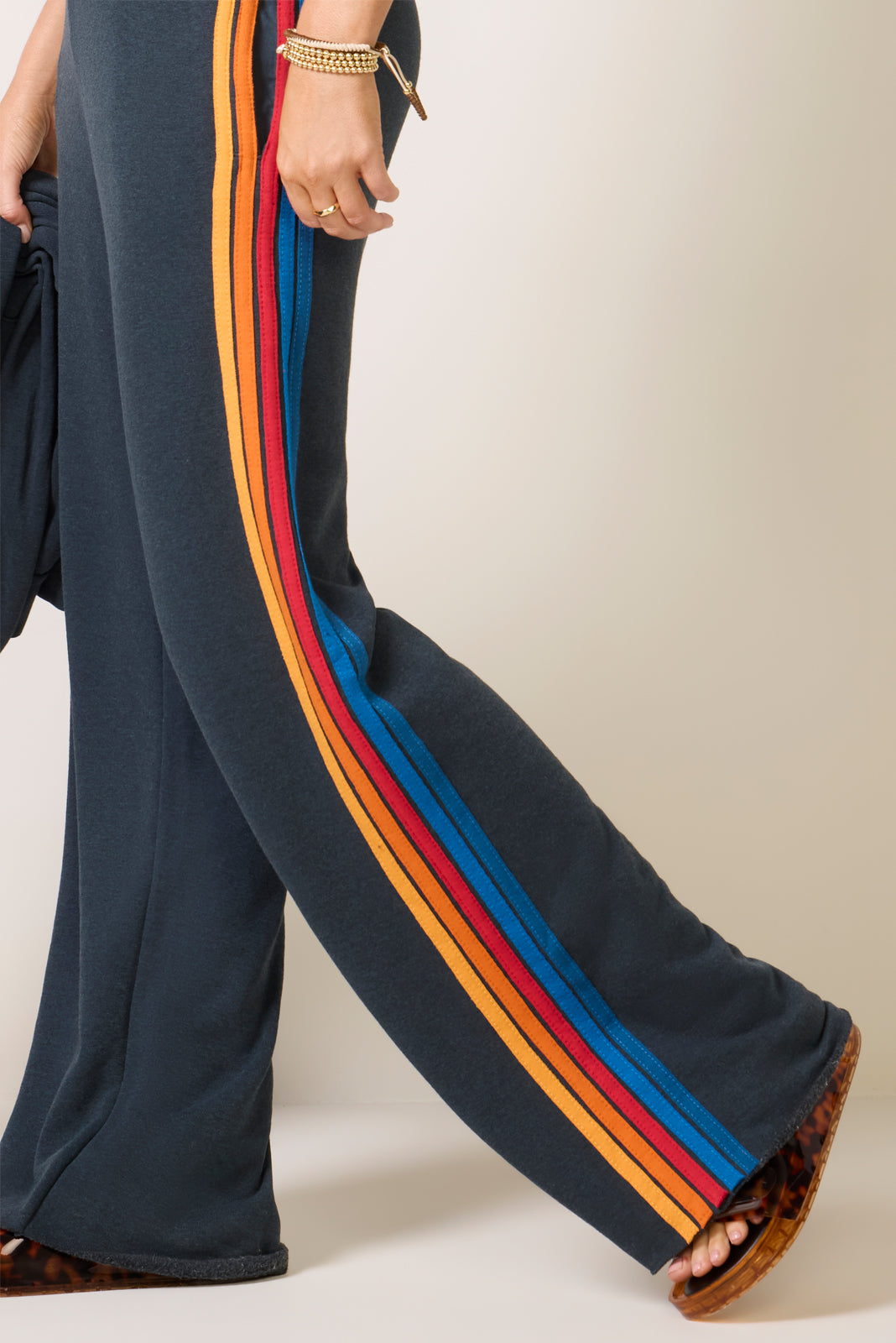 5 Stripe Wide Leg Sweatpant