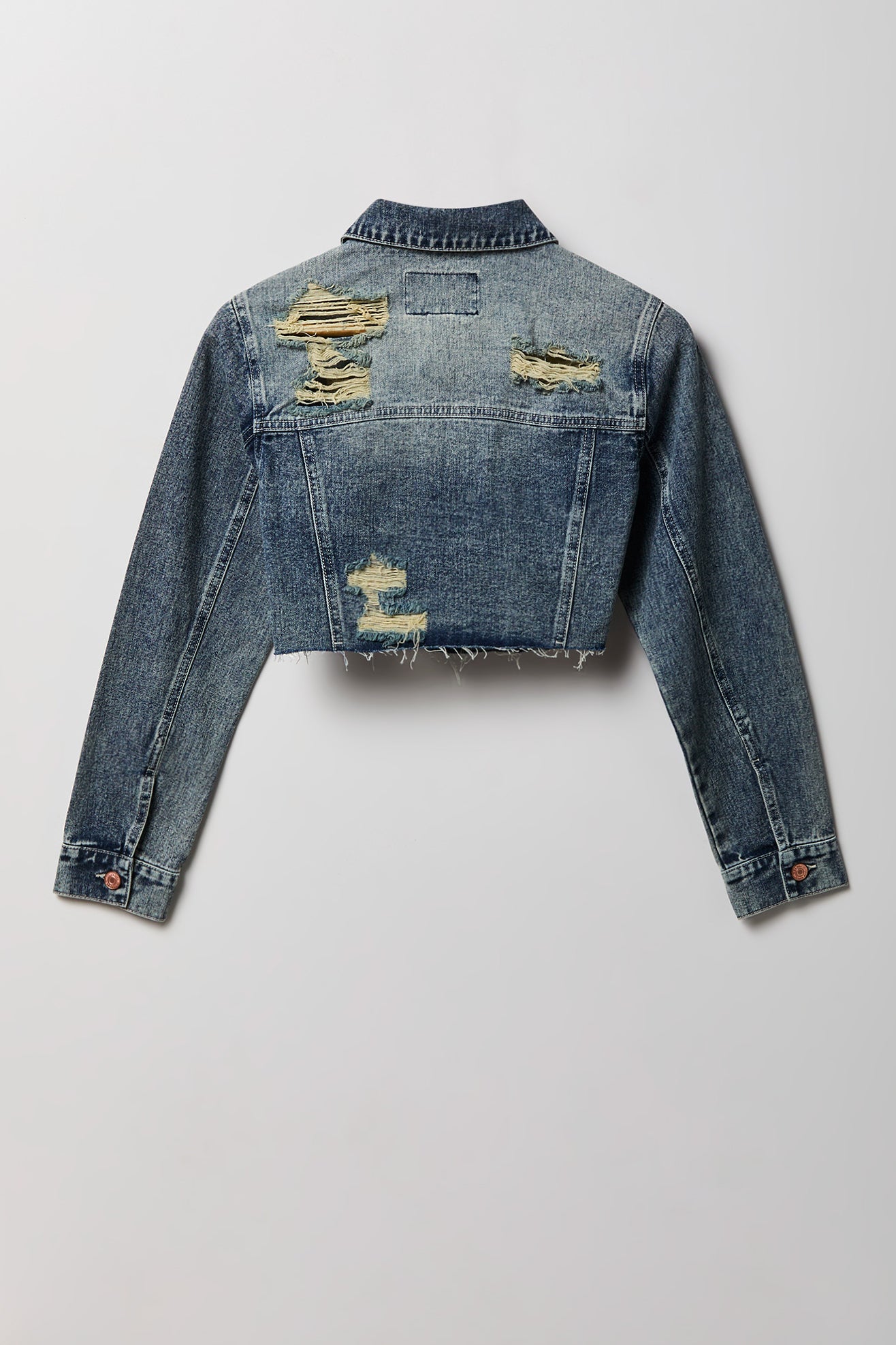 Cropped Ripped Denim Jacket