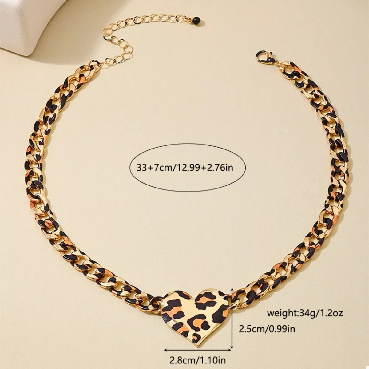 Leopard Heart Chain Necklace