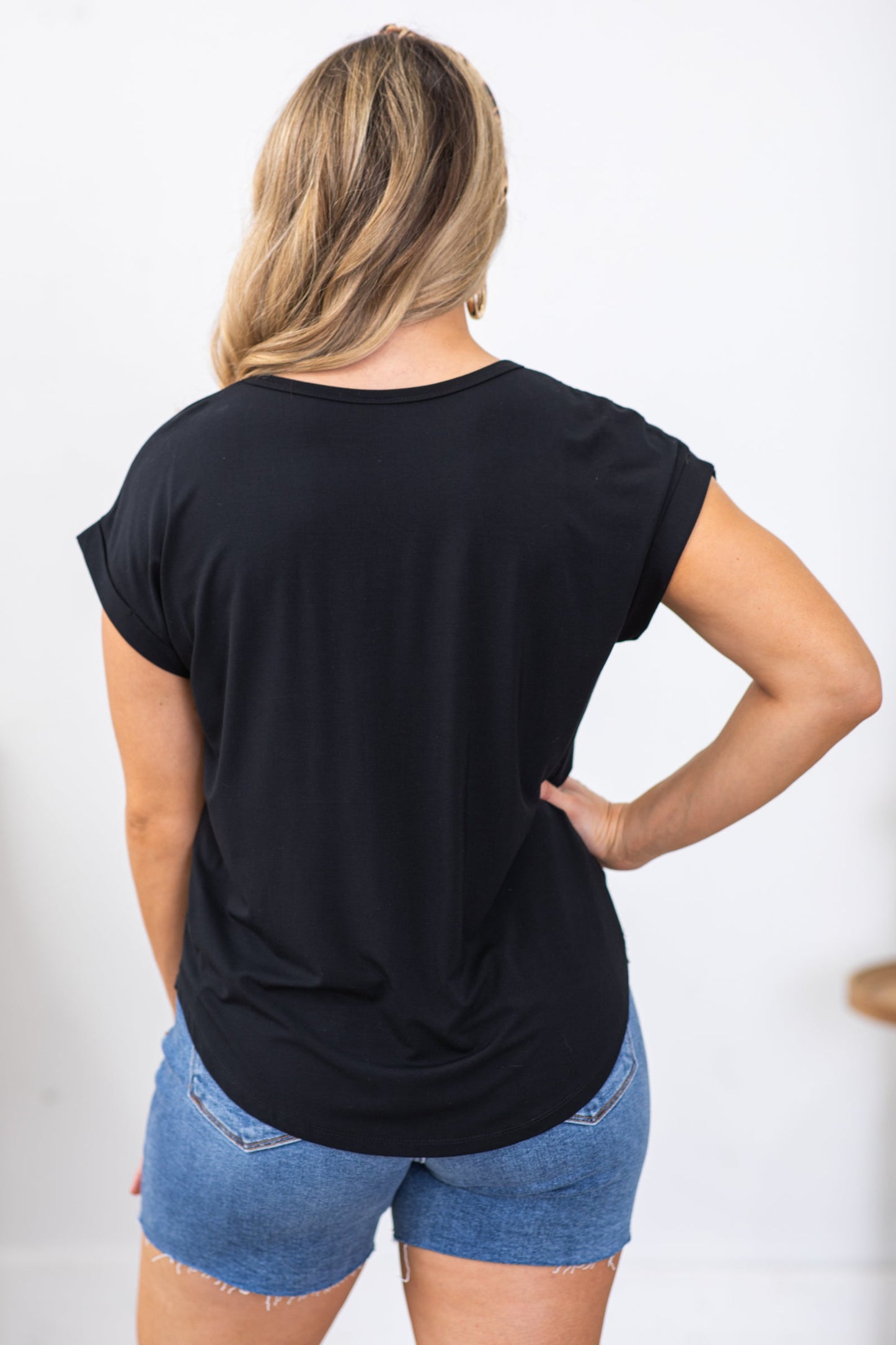 Black Classic Fit Bamboo Knit Top