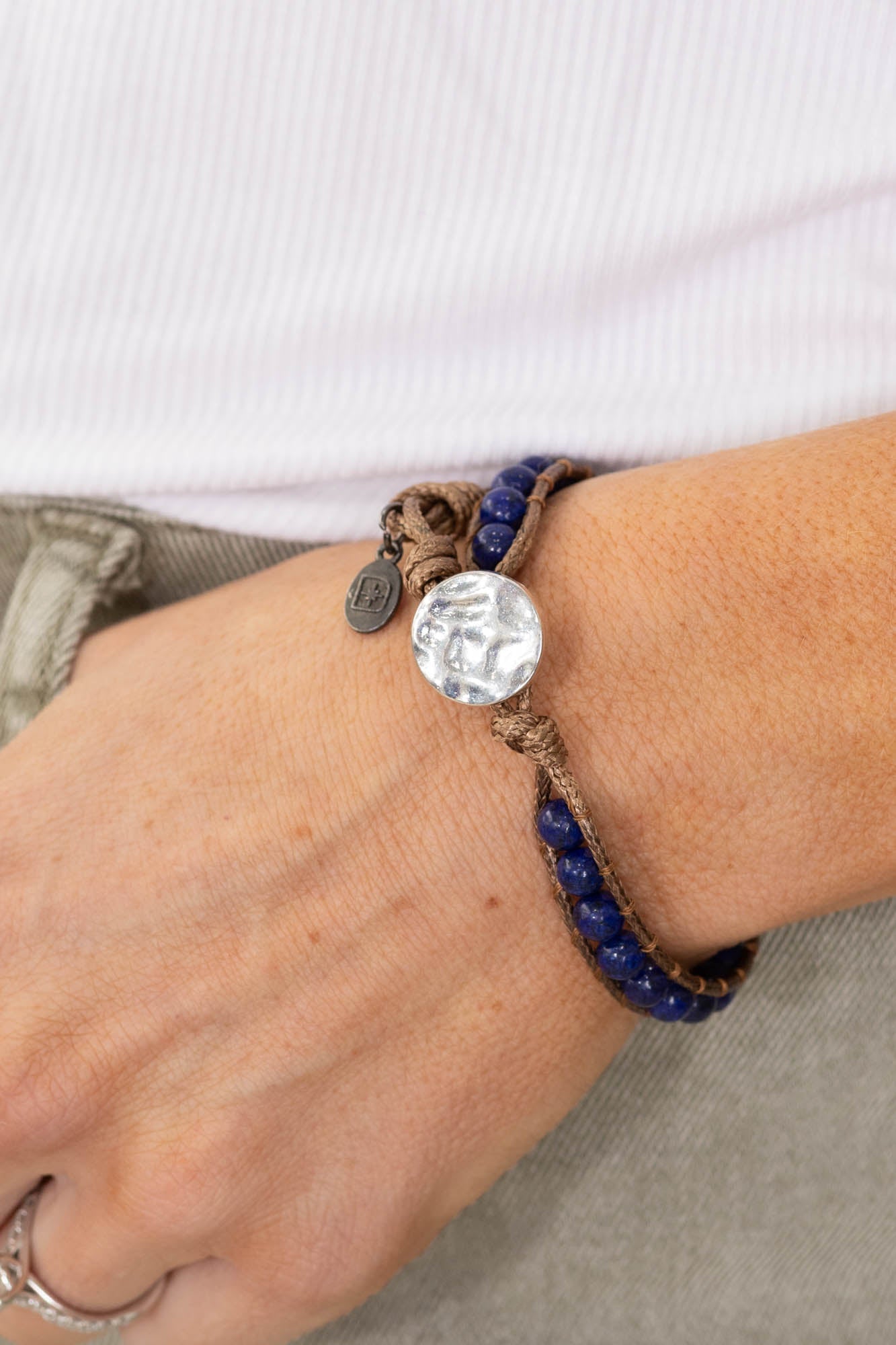 Blue Brown Vegan Leather Bracelet