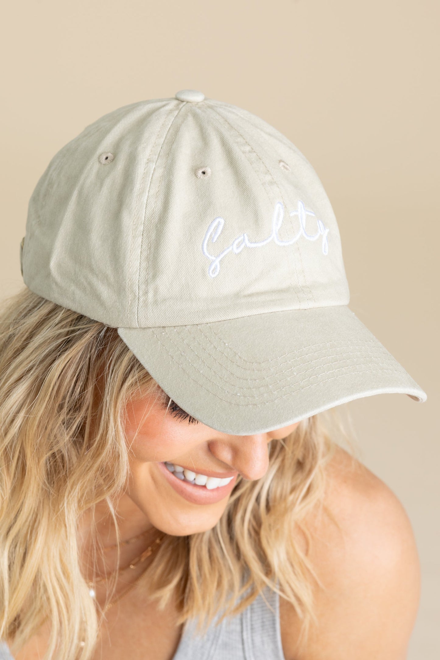 Ash Mocha Salty Embroidered Vintage Washed Cap