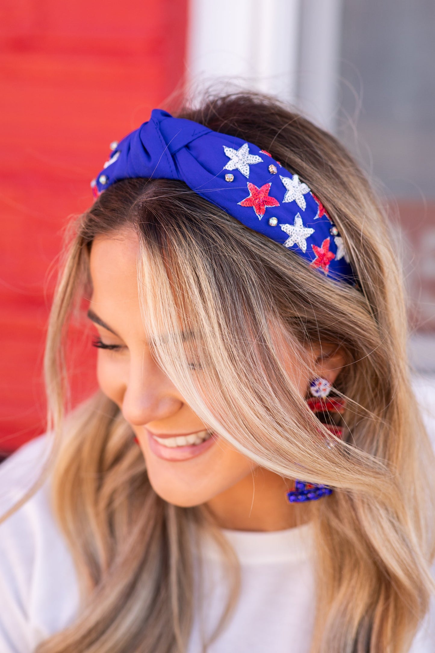 Blue Sequin Stars Headband