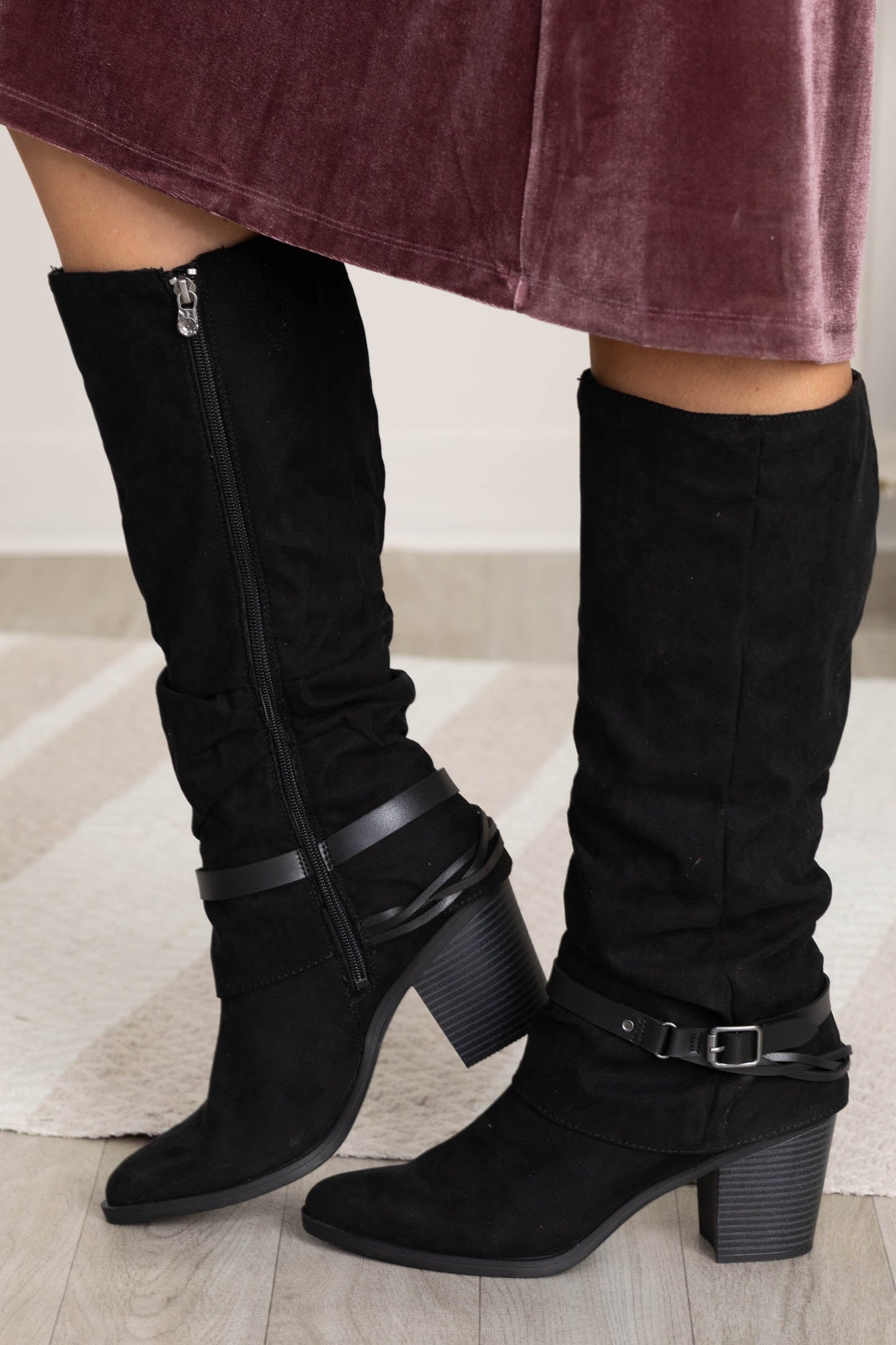 Blowfish Faux Suede Tall Boot With Buckle Detail
