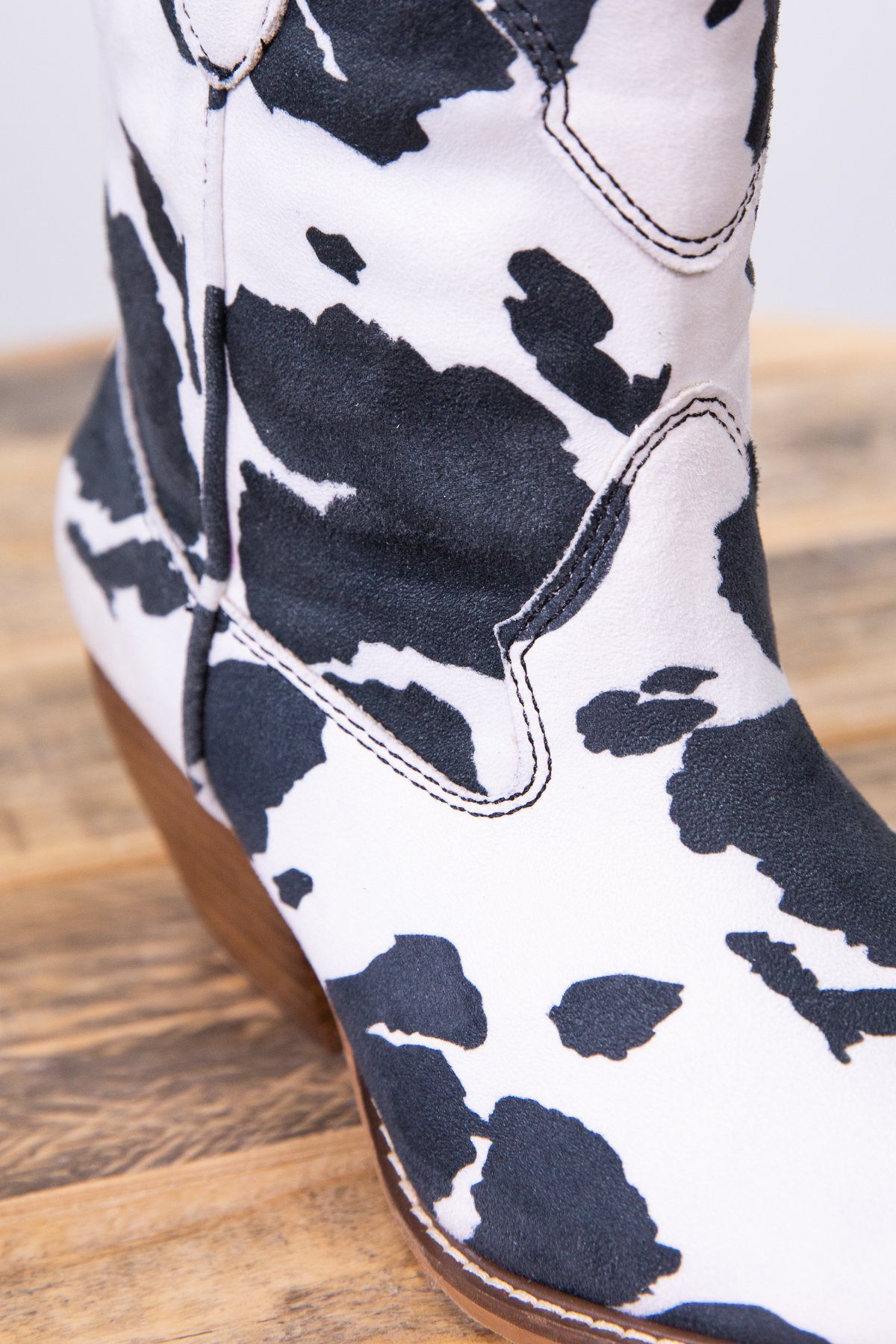 Black and White Cow Print Western Bootie