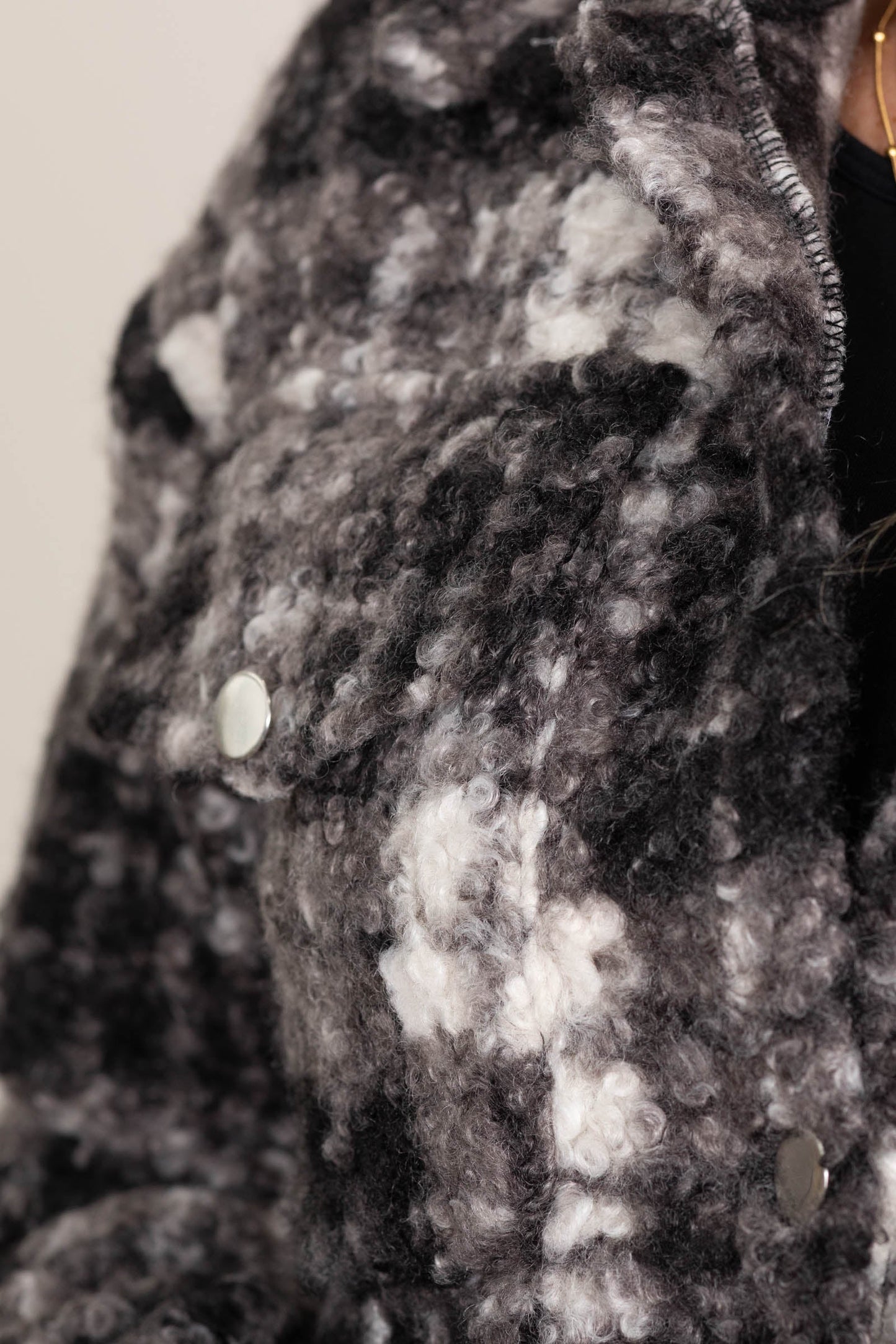 Black Plaid Boucle Shacket