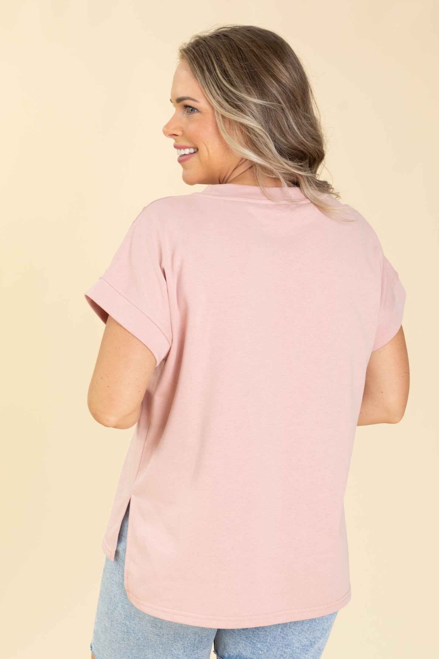 Blush With Grommet Detail Knit Top
