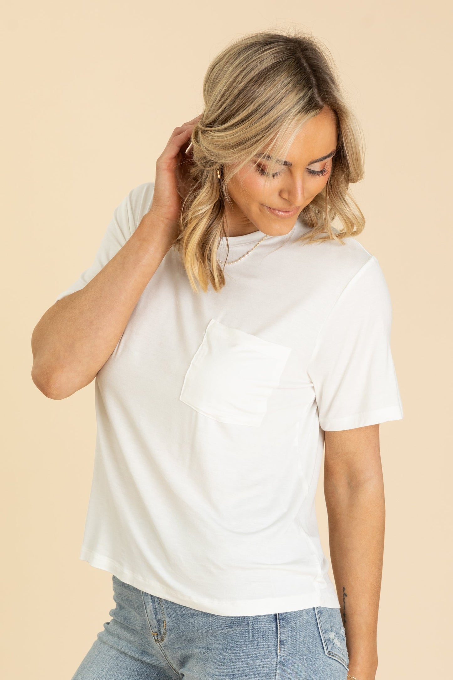 Basic Oversized Knit Pocket Tee