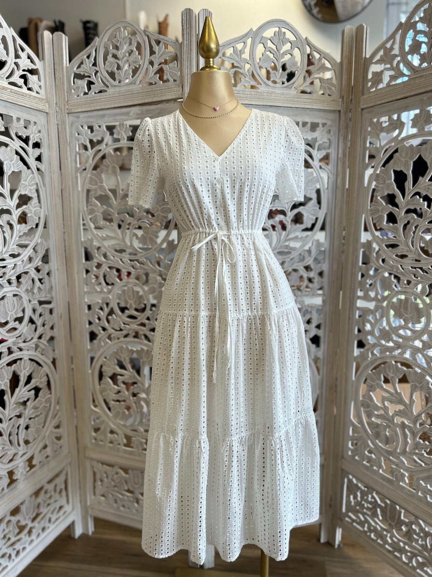 Eyelet Maxi Dress- Slightly Stretchy