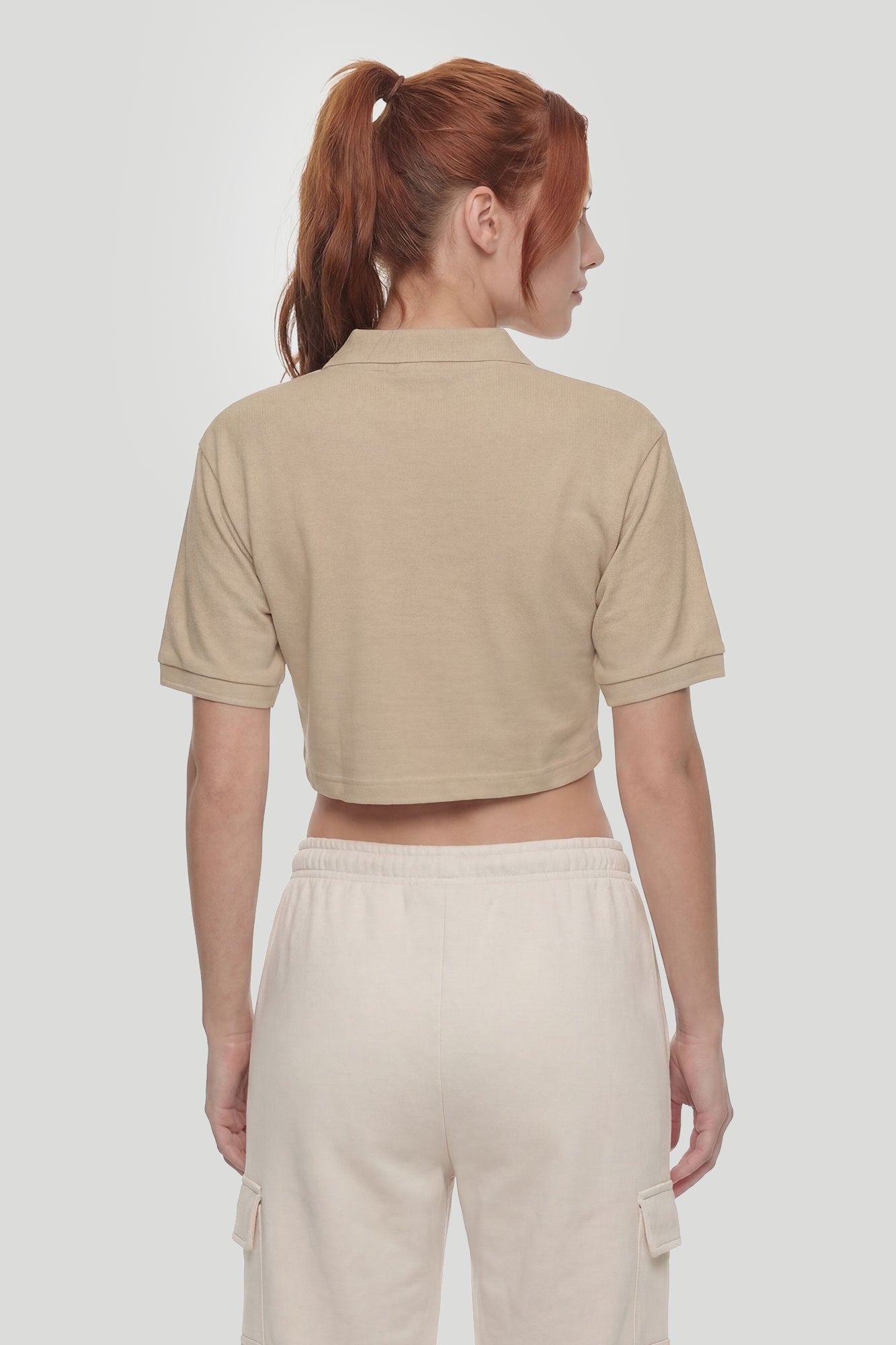 Embroidered Oversized Cropped Polo