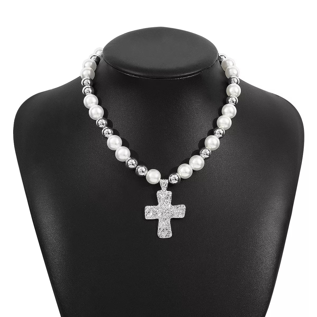 Pearl & Cross Pendant Necklace