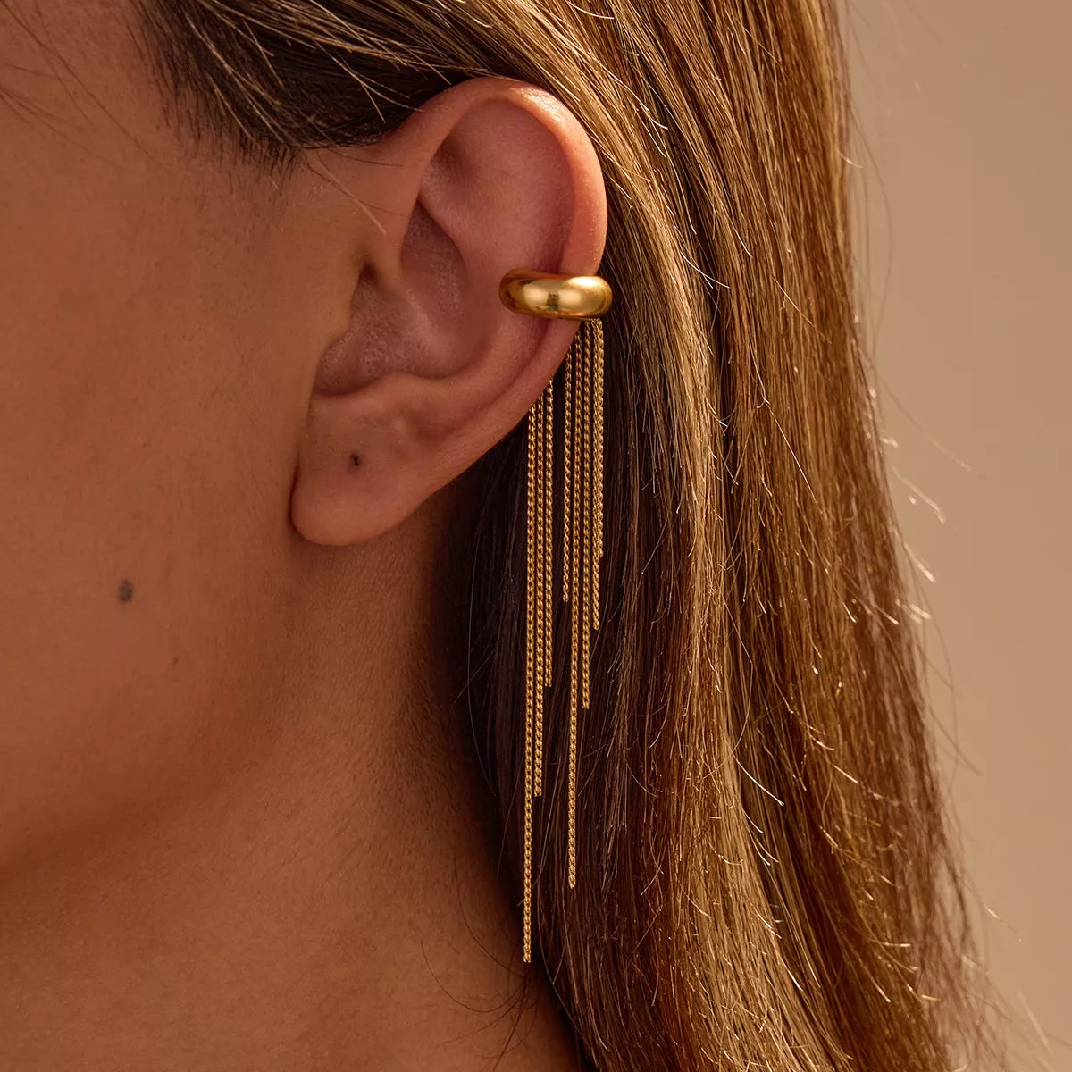 18K Gold-Plated Tassel Ear Cuff Earrings