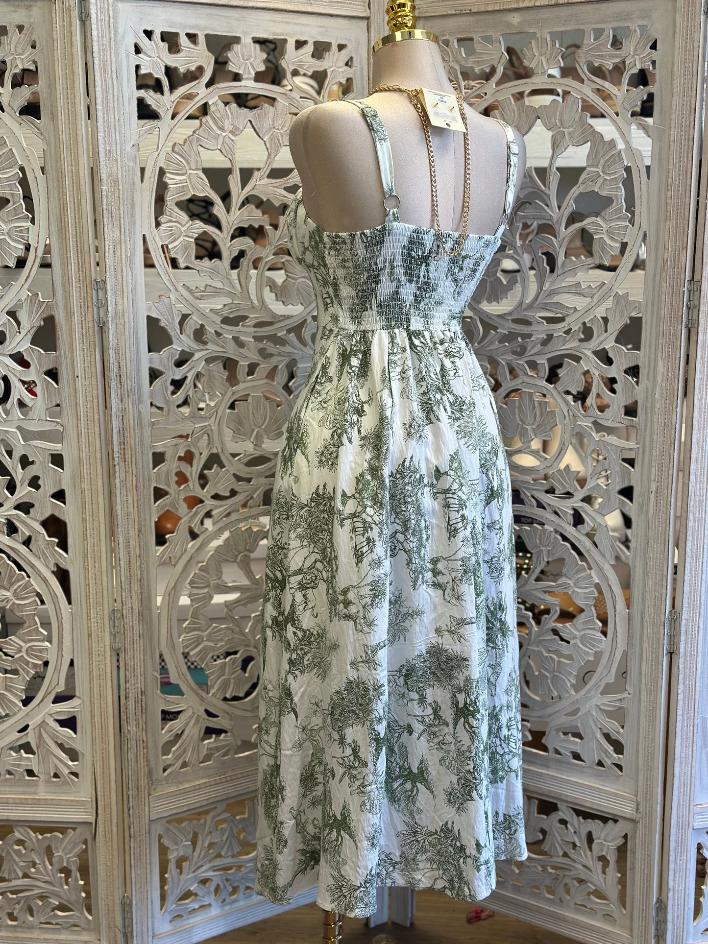 Sage Pattern SunDress - Estira, Stretchy