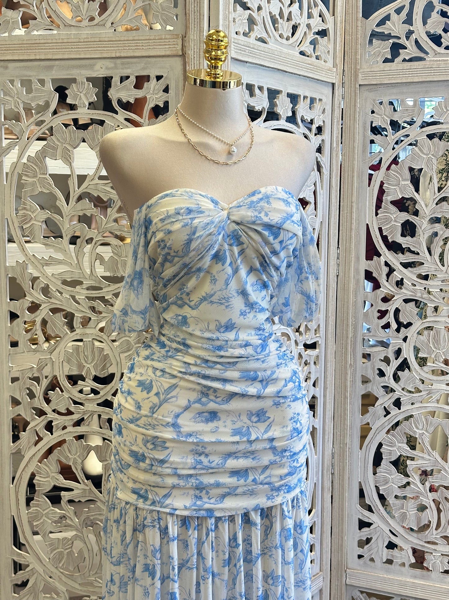 Ella Blue Floral Maxi Dress-Stretchy, Estira