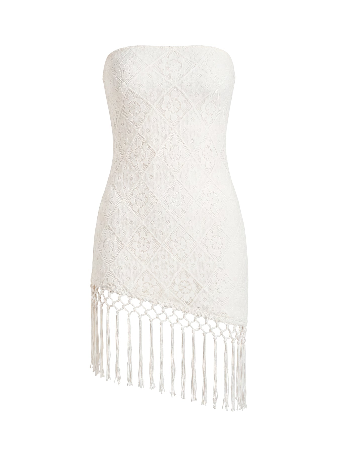 Porcelana Strapless Tassel Mini Dress Cream
