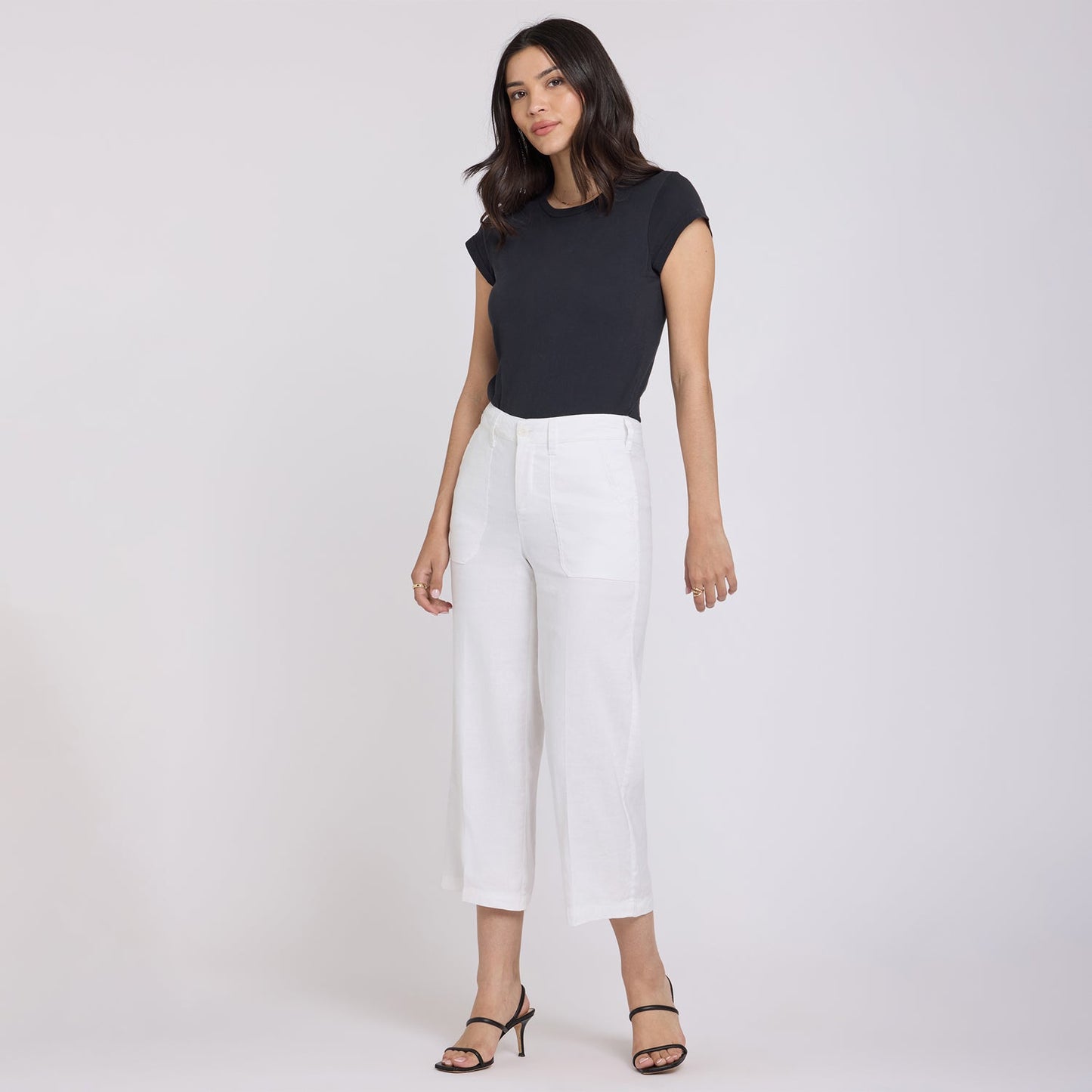 Wide Leg Cargo Capri Pants - Optic White