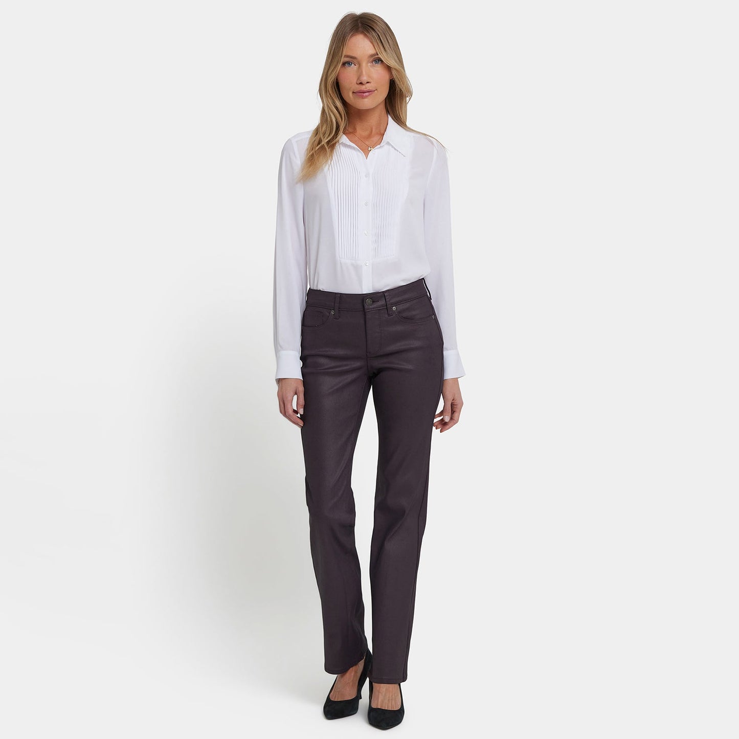 Coated Marilyn Straight Jeans - Fig Coated