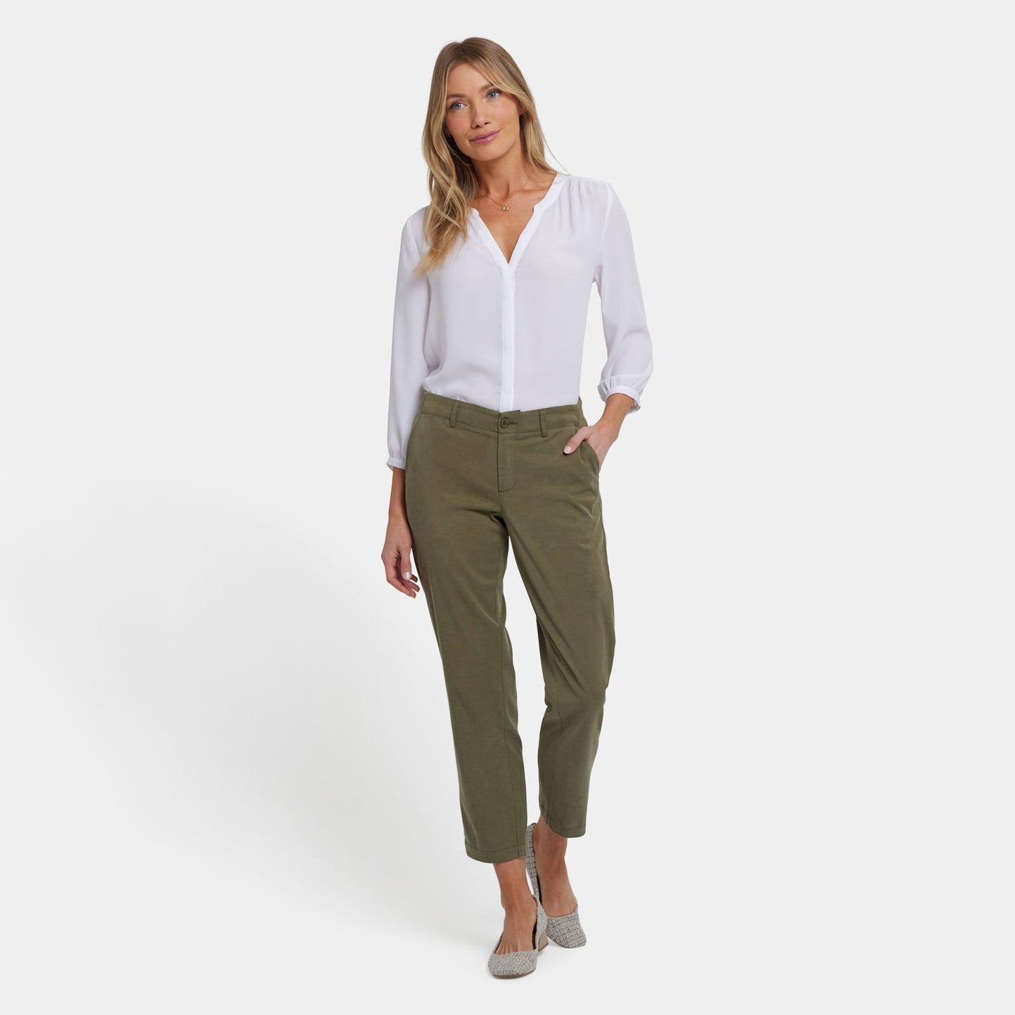 Easy-Fit Ankle Trouser Pants - Bay Leaf