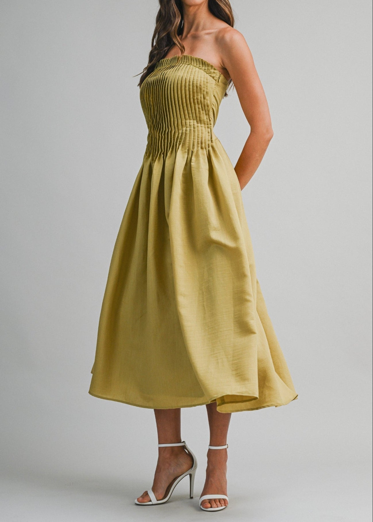 KENDRA STRAPLESS MIDI DRESS