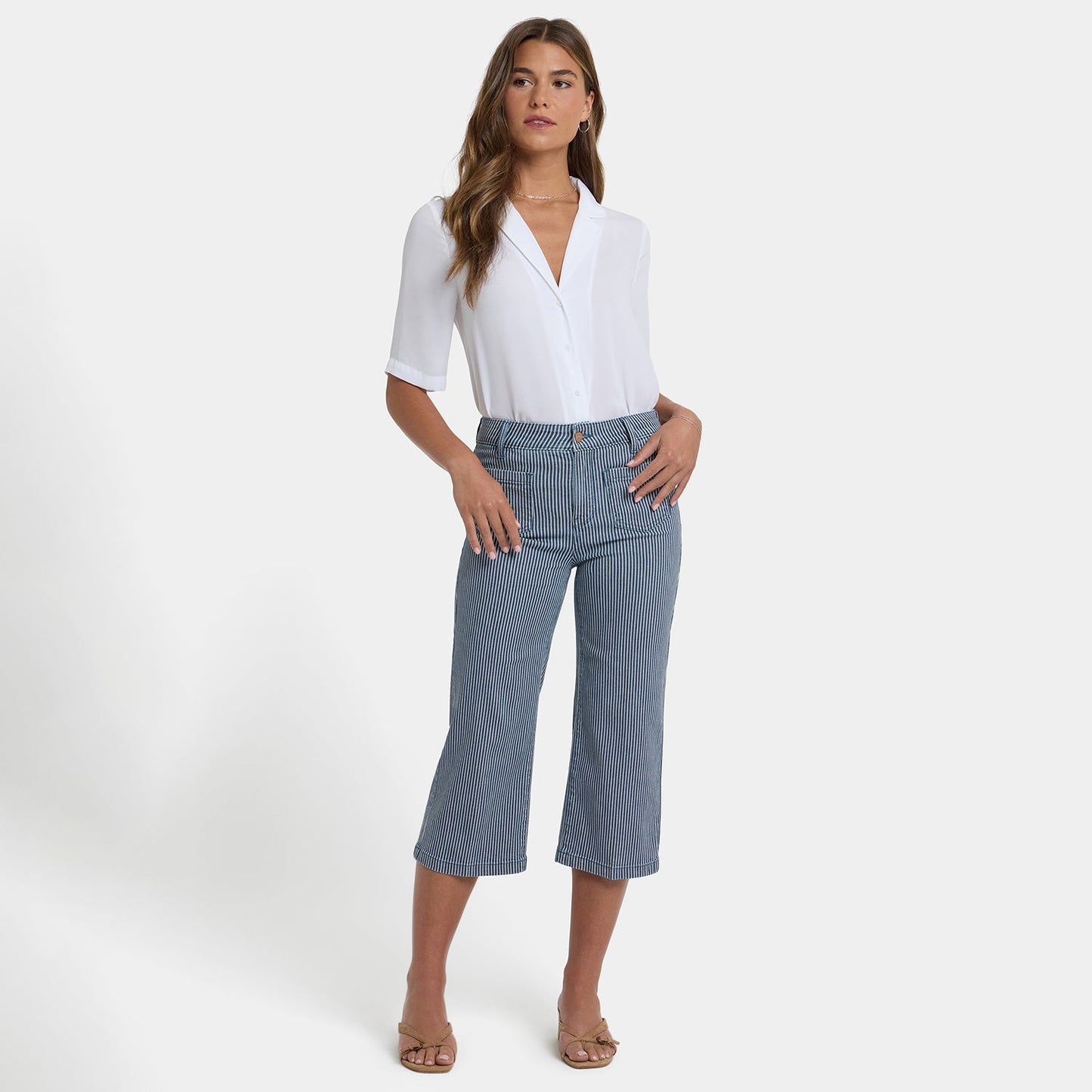 Coco Relaxed Wide Leg Crop Jeans - Malaga Stripe
