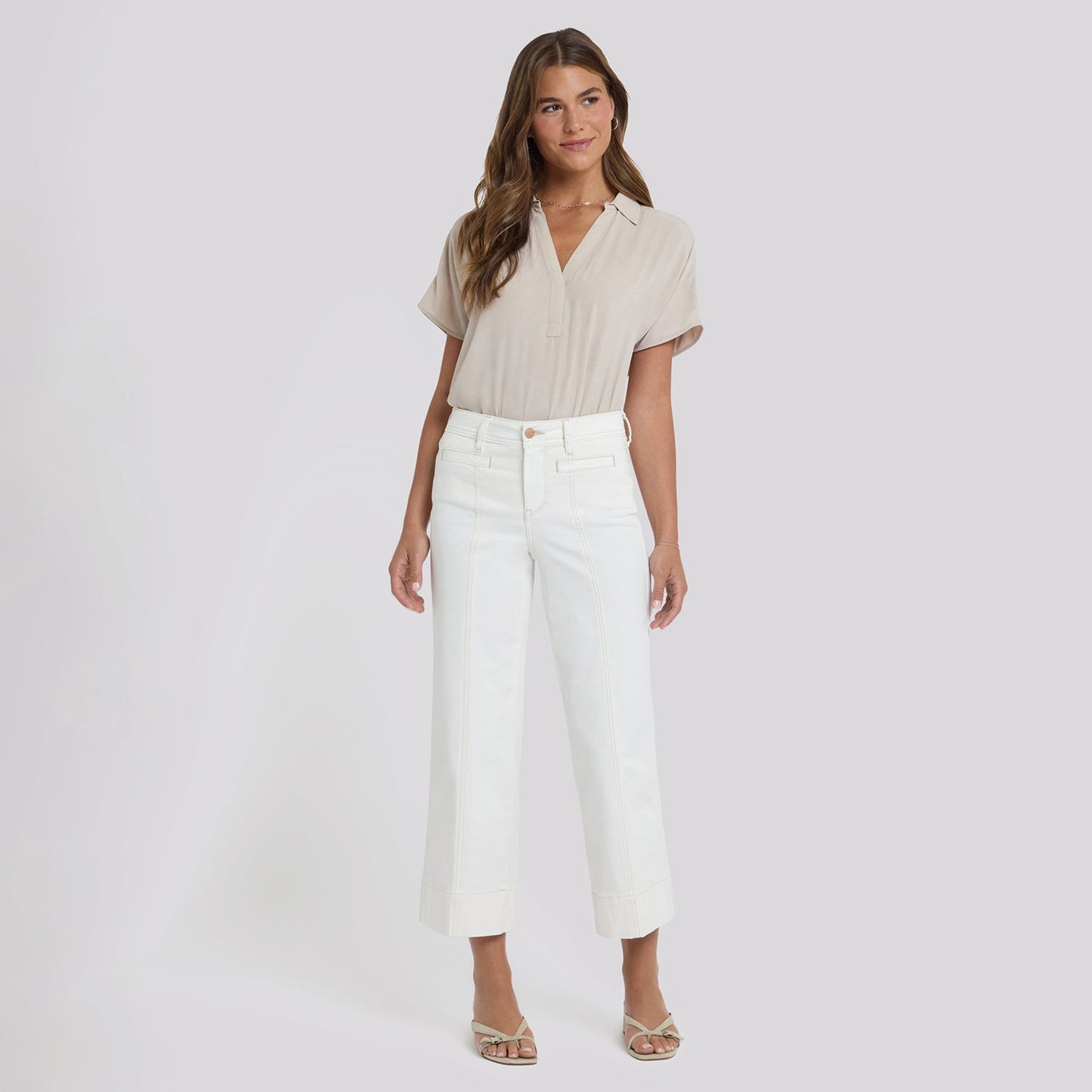 Teresa Wide Leg Ankle Jeans - Vintage White