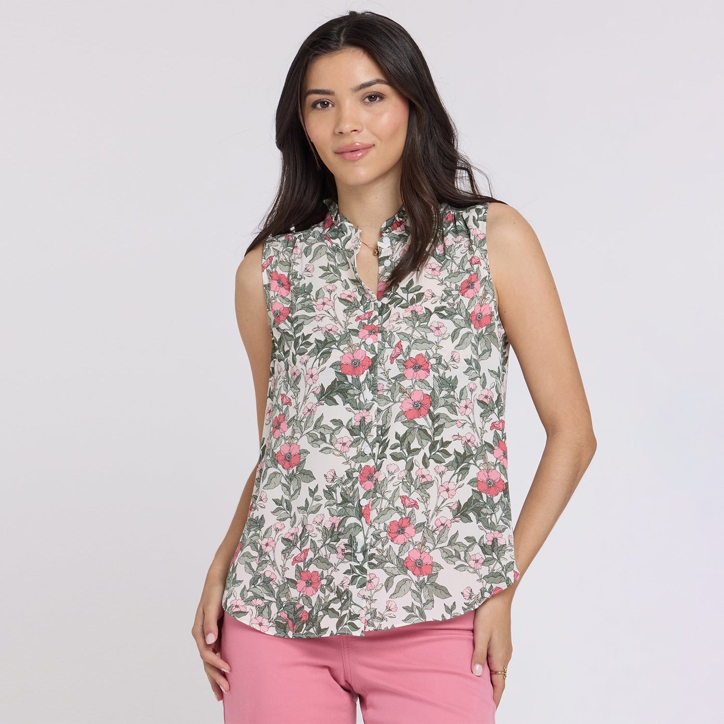 Sleeveless Ruffle Neck Blouse - Primrose Garden