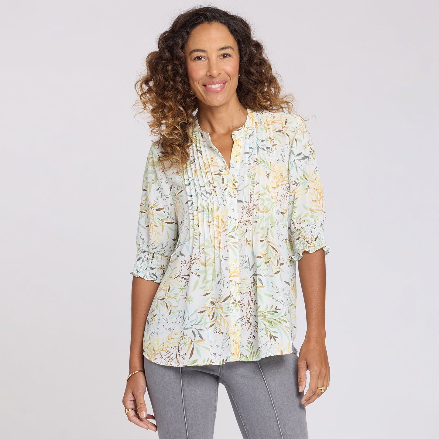 Pleated Short Sleeved Blouse - Chateau Jardin