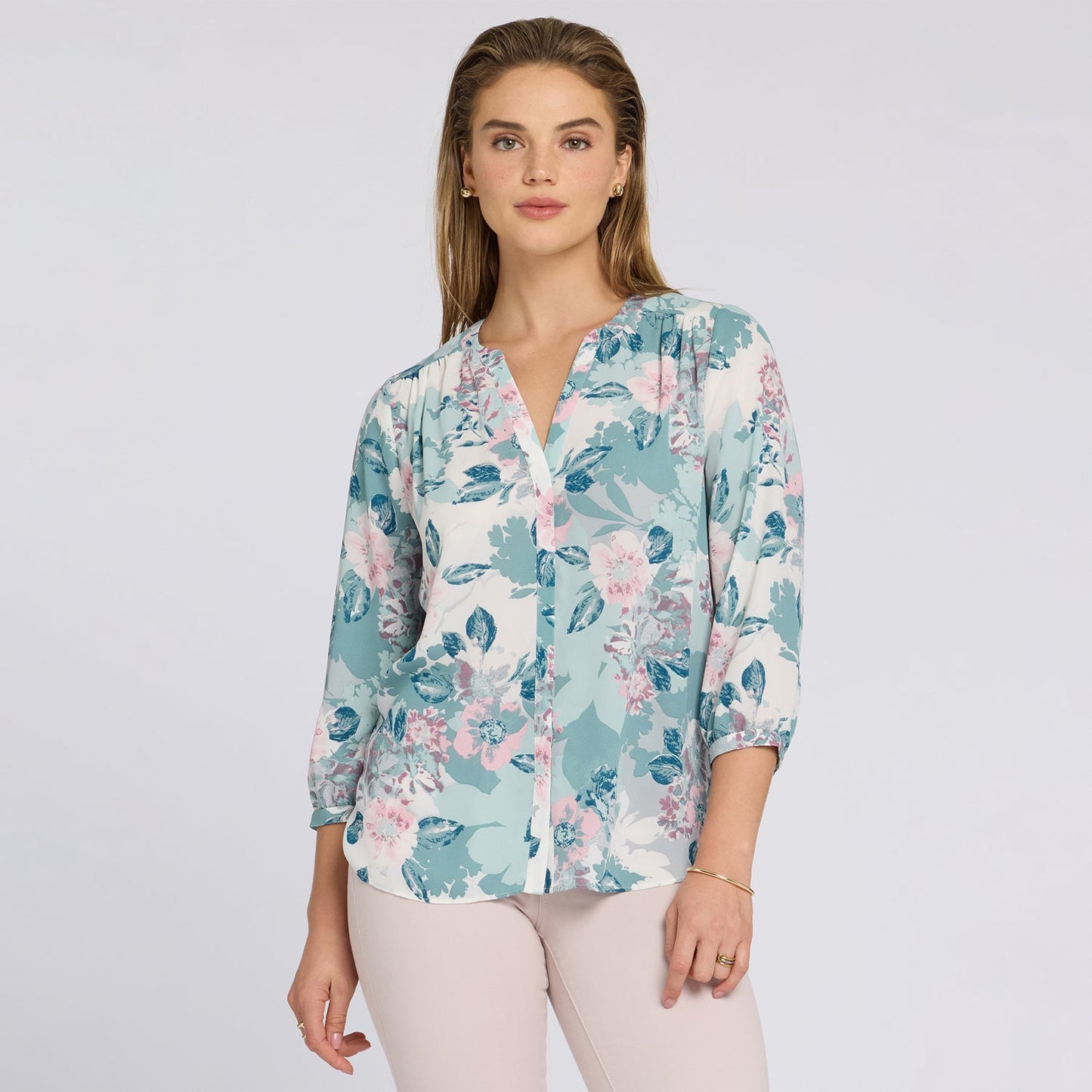 Pintuck Blouse - Floral Mosaic