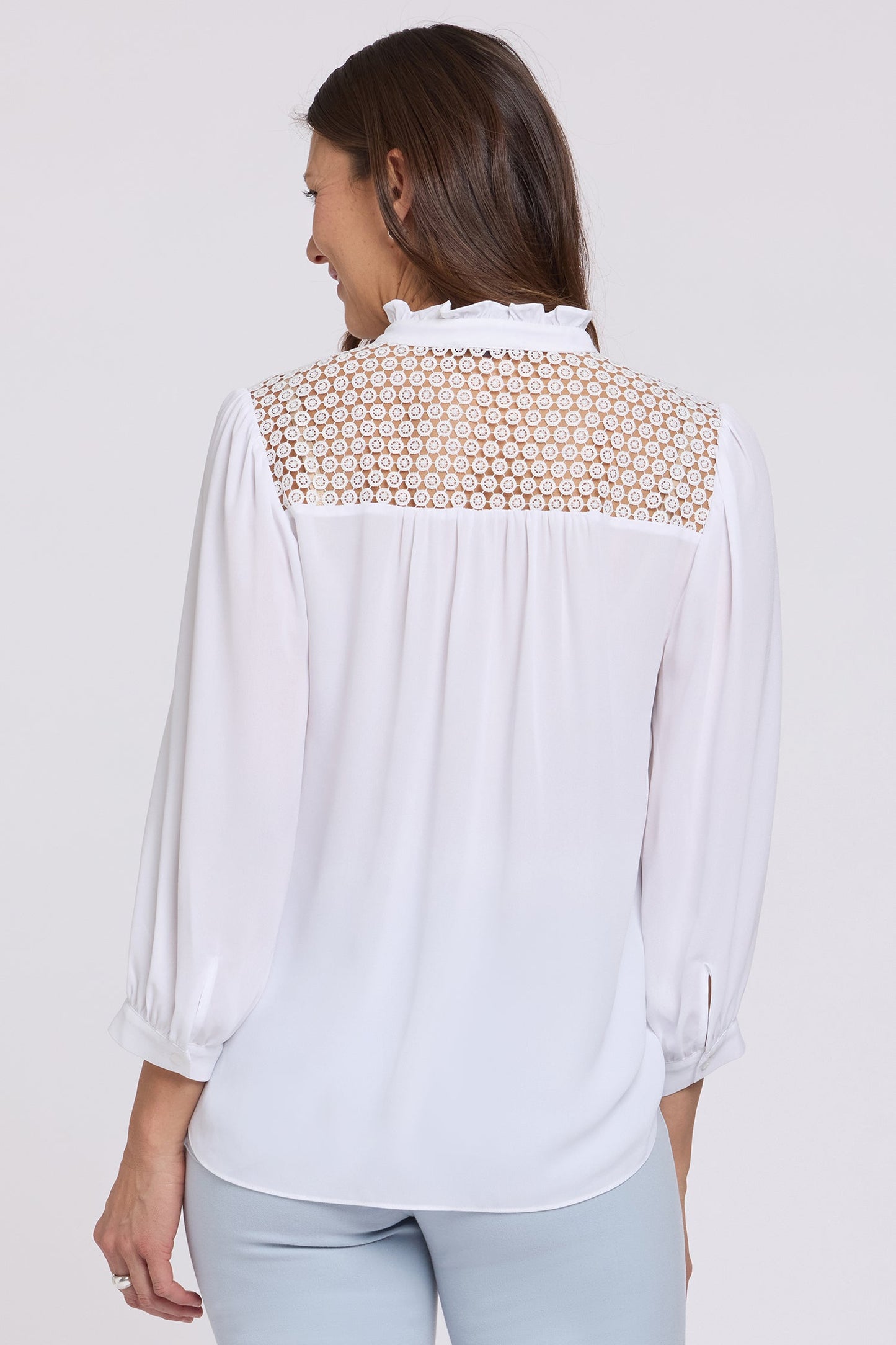 Lorelei Lace Yoke Blouse - Optic White