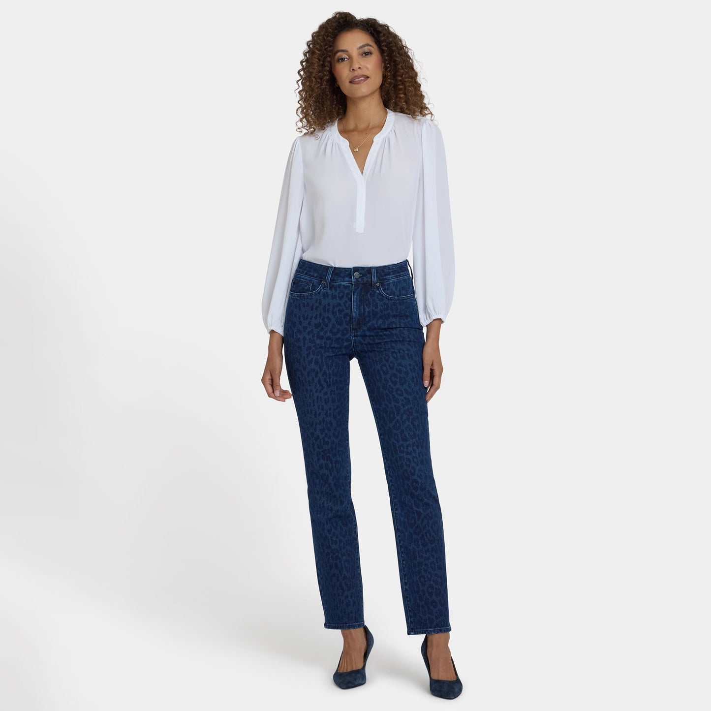 Marilyn Straight Jeans - Dark Denim Leopard