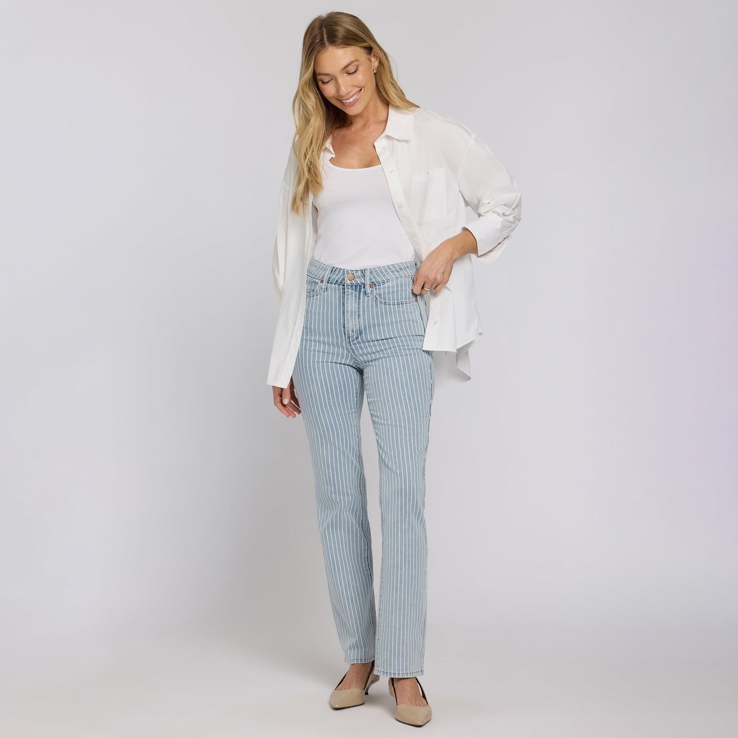 Marilyn Straight Jeans - Azure Stripe