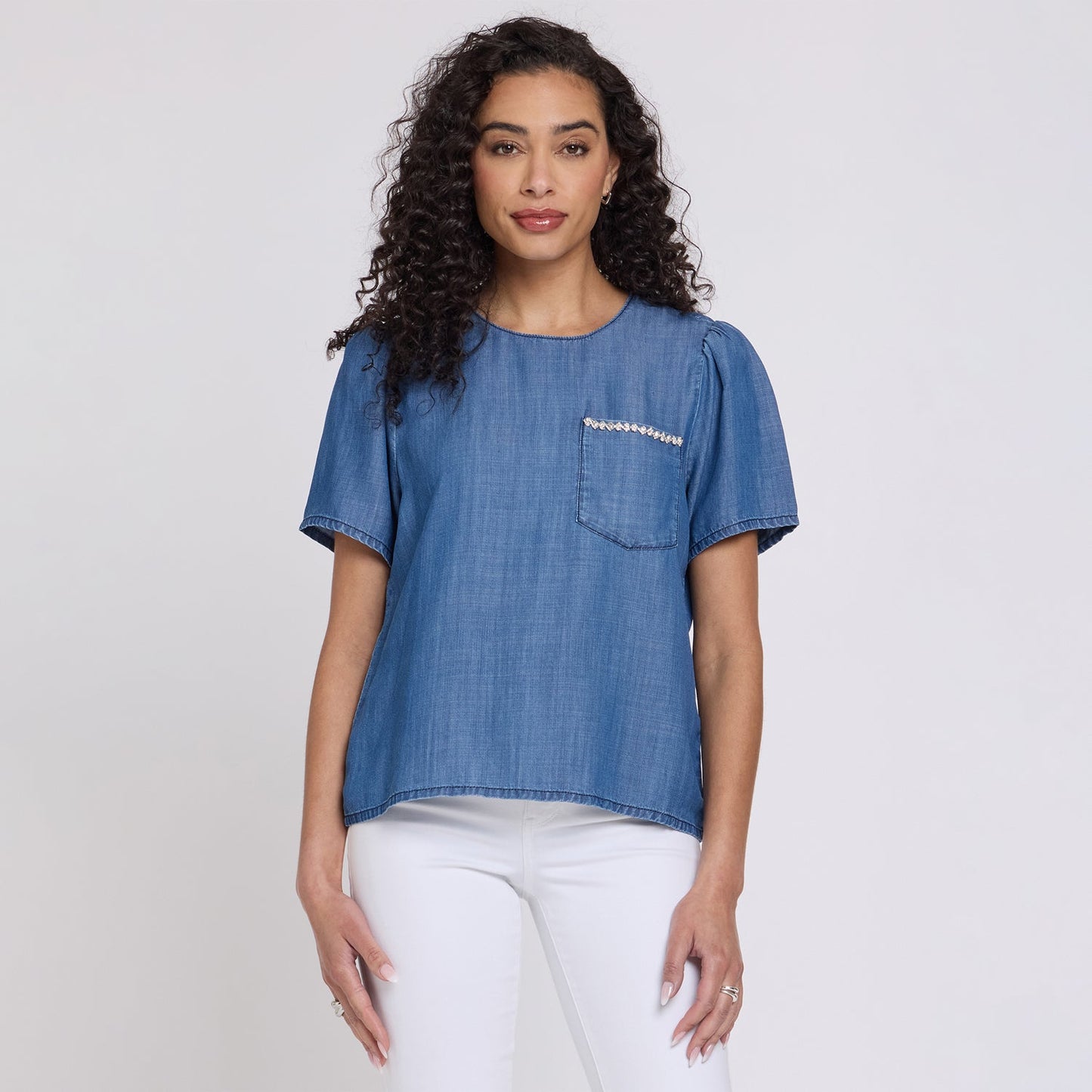 Puff Sleeved Tee - Medium Indigo