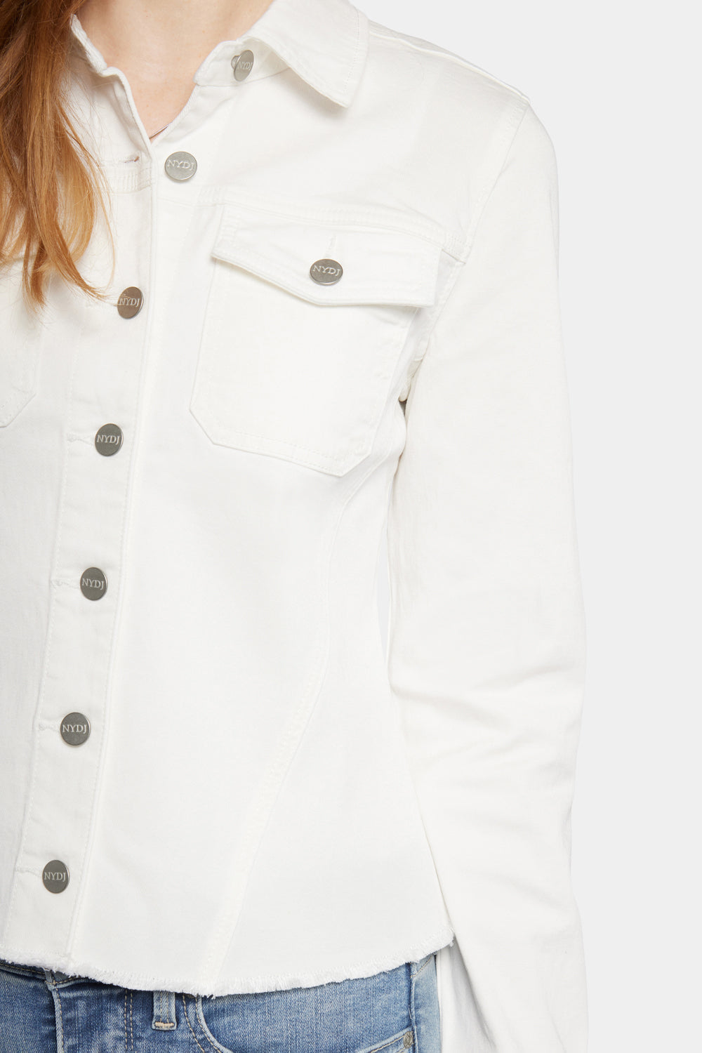 Frayed Hem Jacket - Optic White