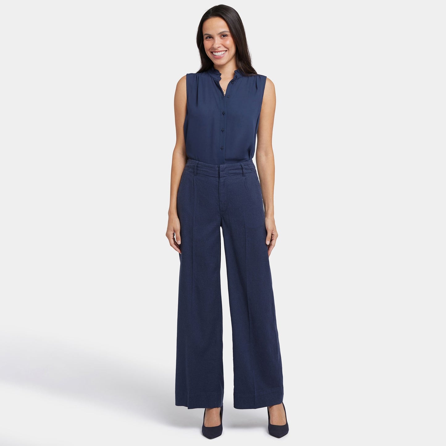 Mona Wide Leg Trouser Pants In Petite - Oxford Navy