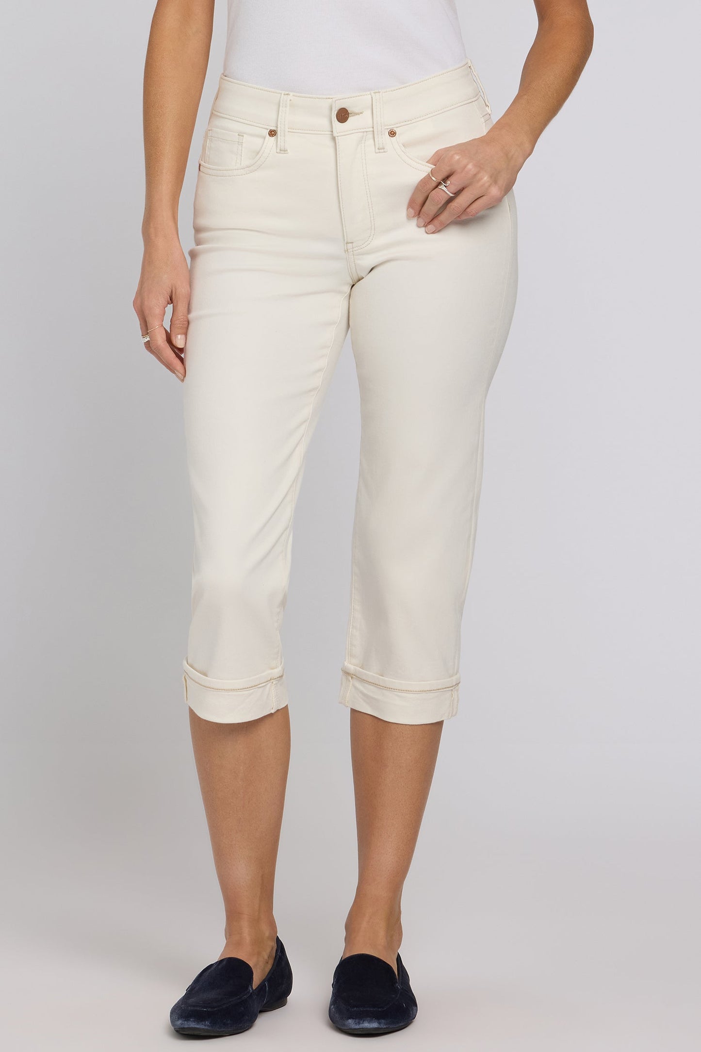 Marilyn Straight Crop Jeans In Petite - Vintage White