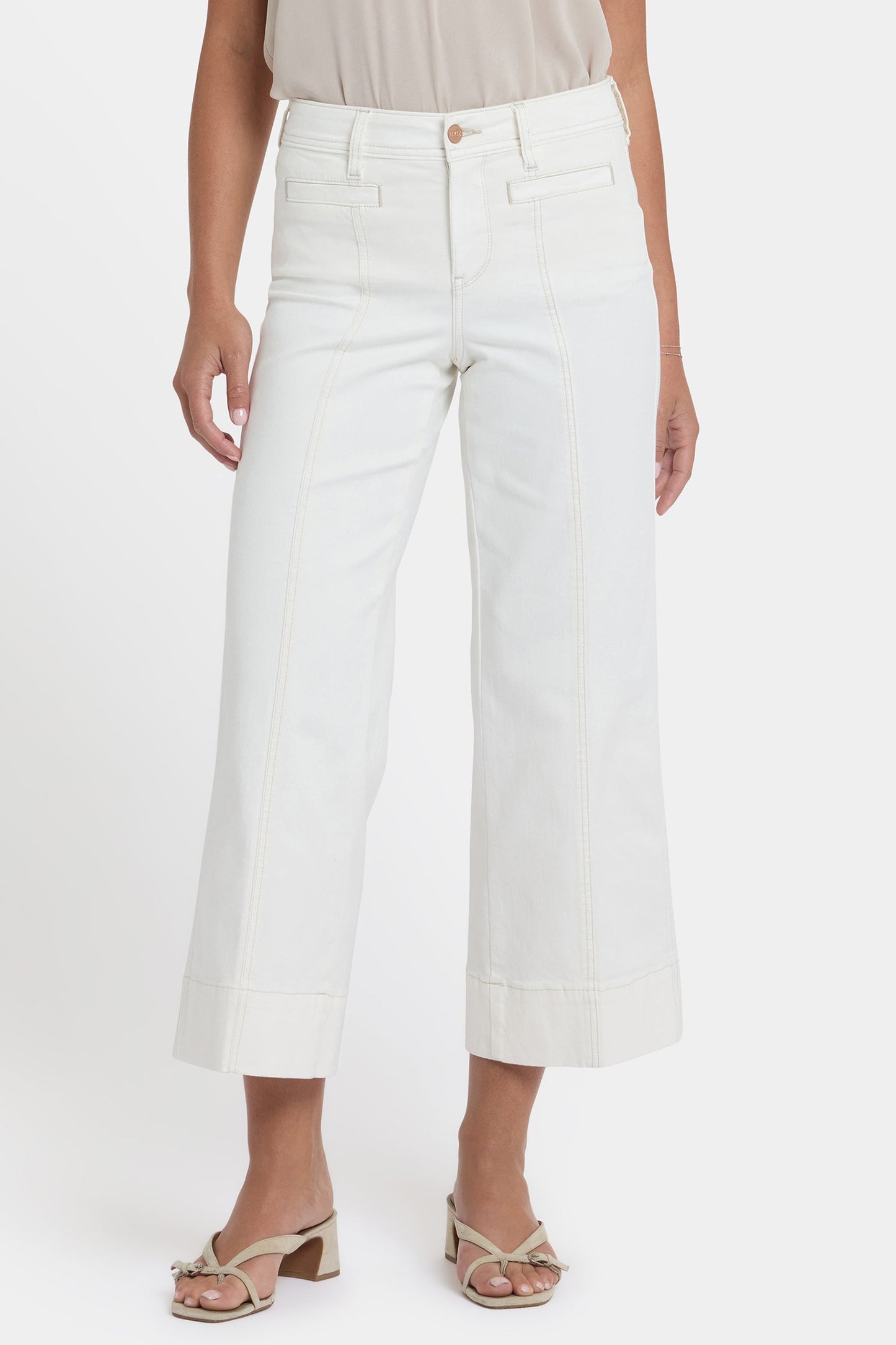 Teresa Wide Leg Ankle Jeans In Petite - Vintage White