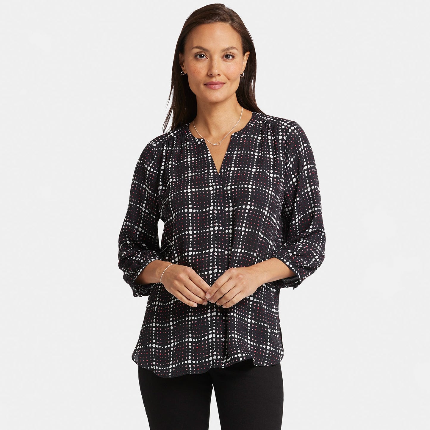 Pintuck Blouse - Lattice Dots