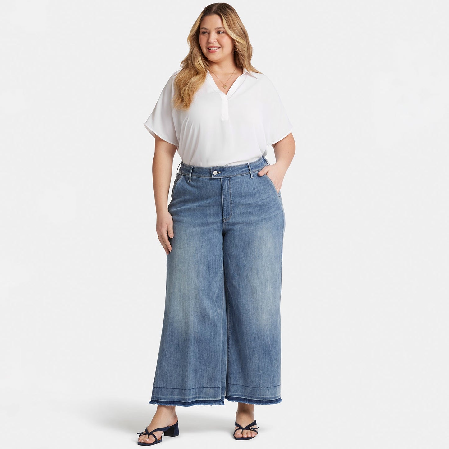 Mona Wide Leg Trouser Ankle Jeans In Plus Size - State