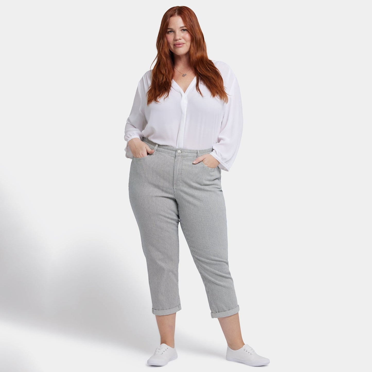 Chloe Skinny Capri Jeans In Plus Size - Luarca Stripe