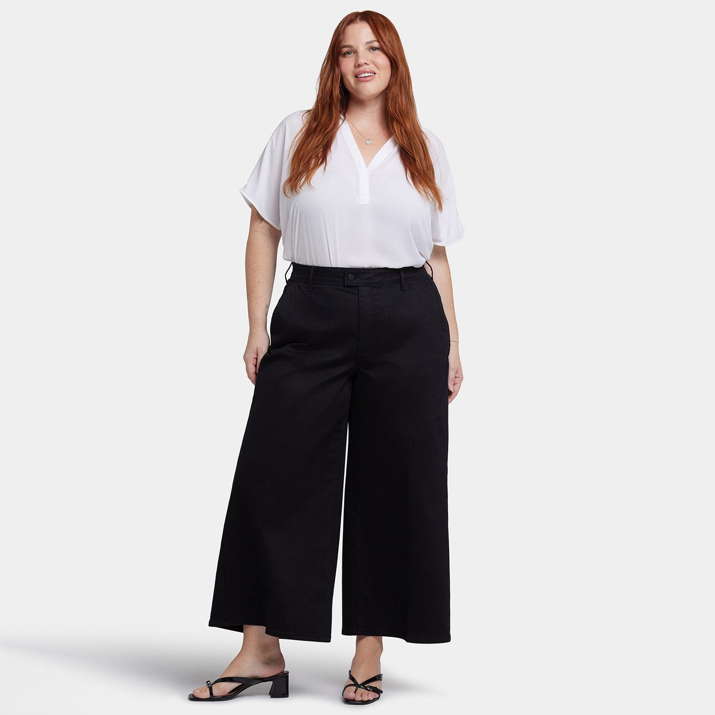 Mona Wide Leg Trouser Ankle Jeans In Plus Size - Black
