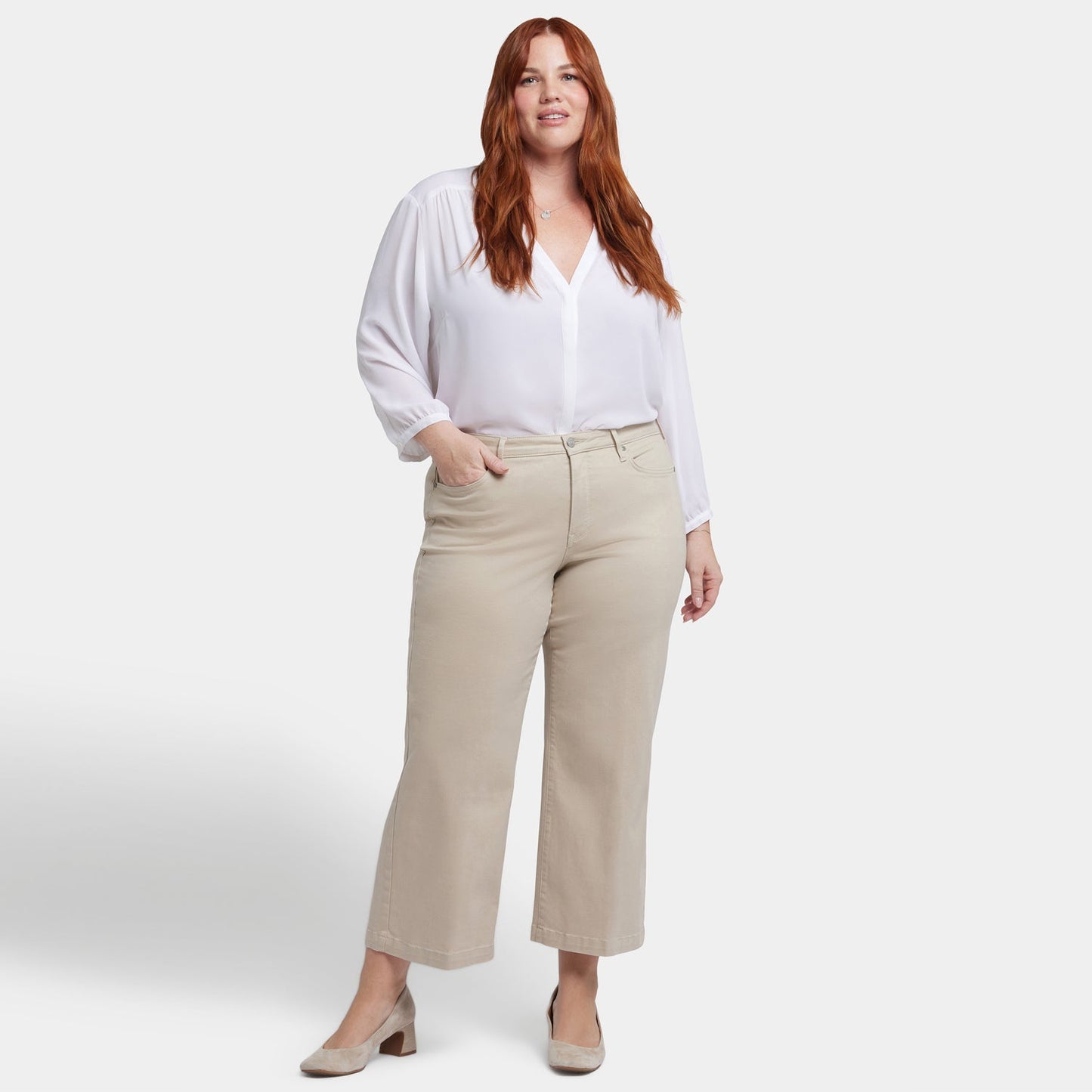 Teresa Wide Leg Ankle Jeans In Plus Size - Feather